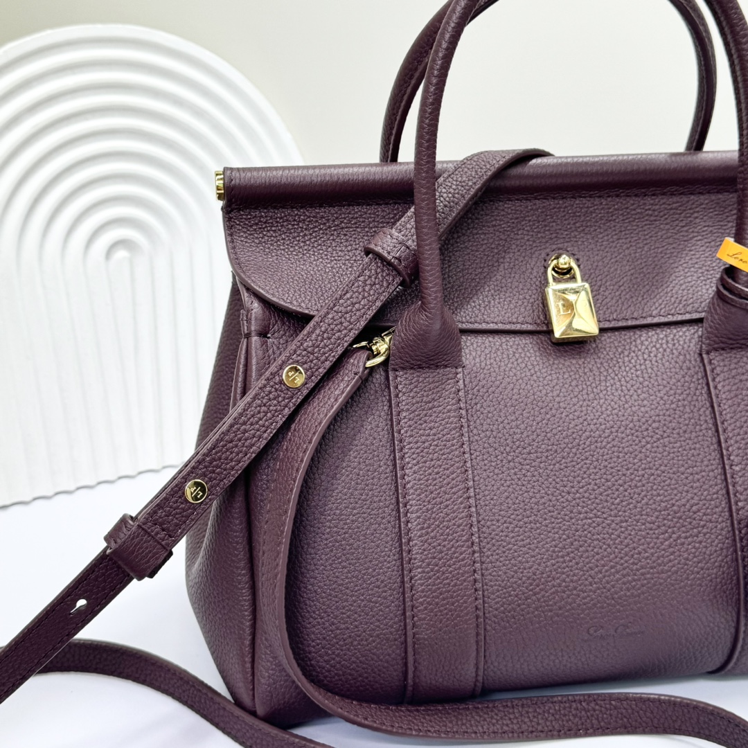 Loro Piana Dark Brown Leather Loom L32 Top Handle Bag