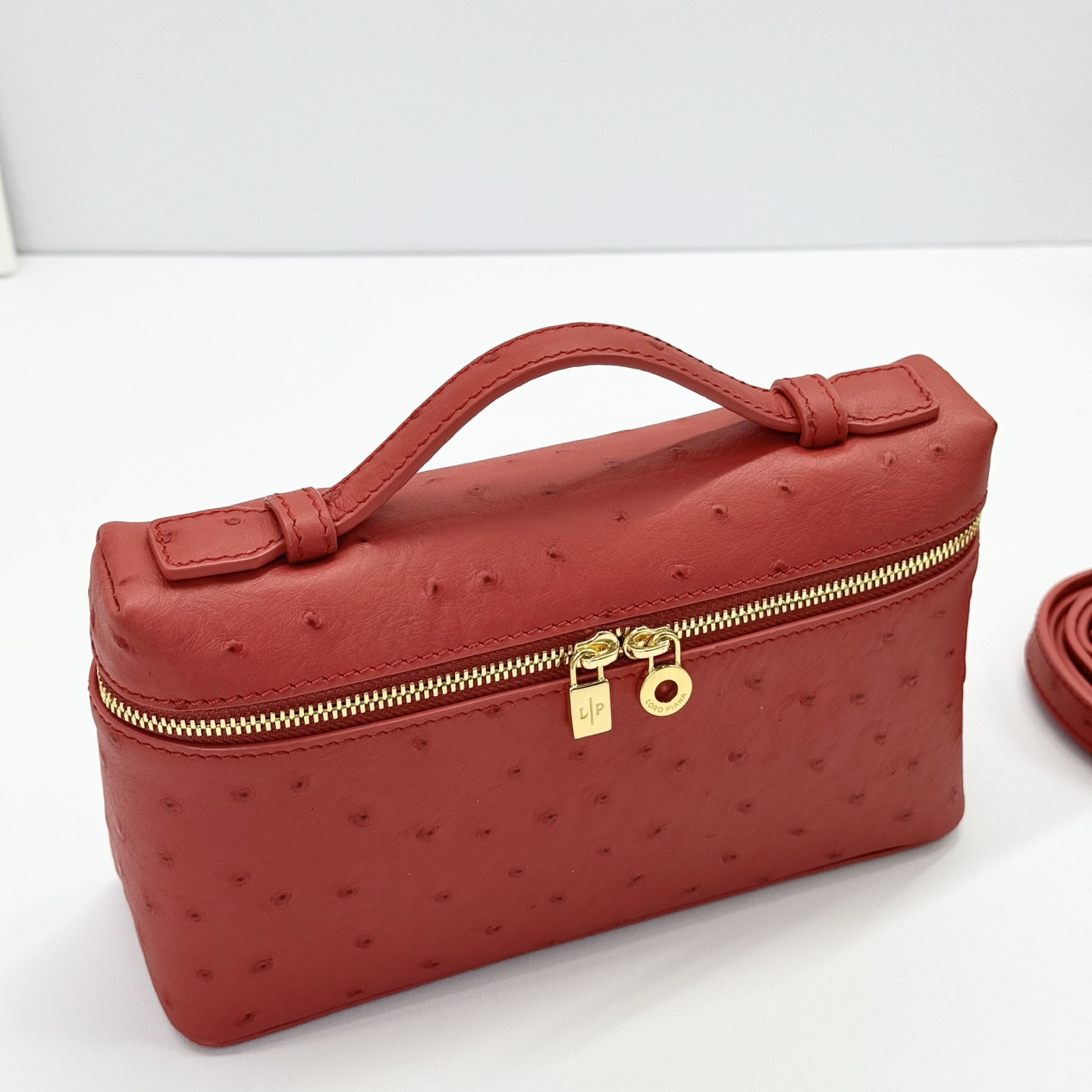 Loro Piana red Extra Pocket L27 Pouch in Ostrich Leather For Women Online |