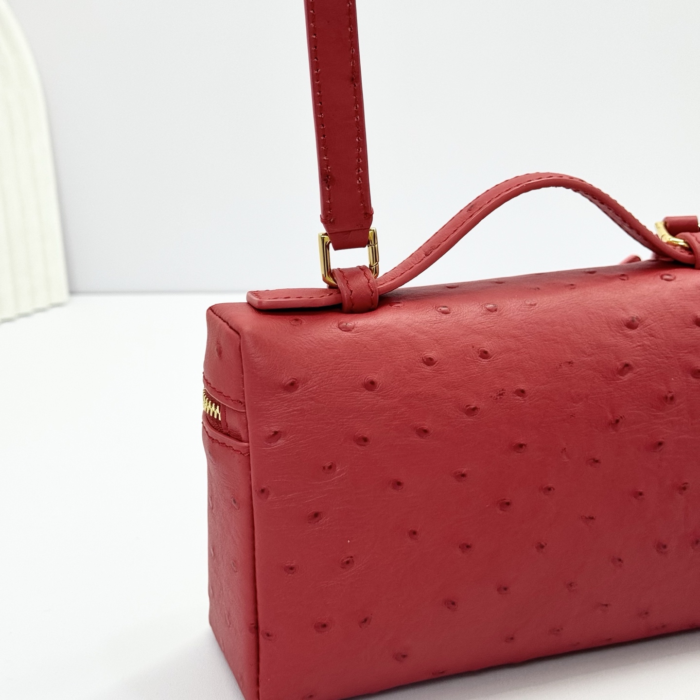 Loro Piana red Extra Pocket L27 Pouch in Ostrich Leather For Women Online |