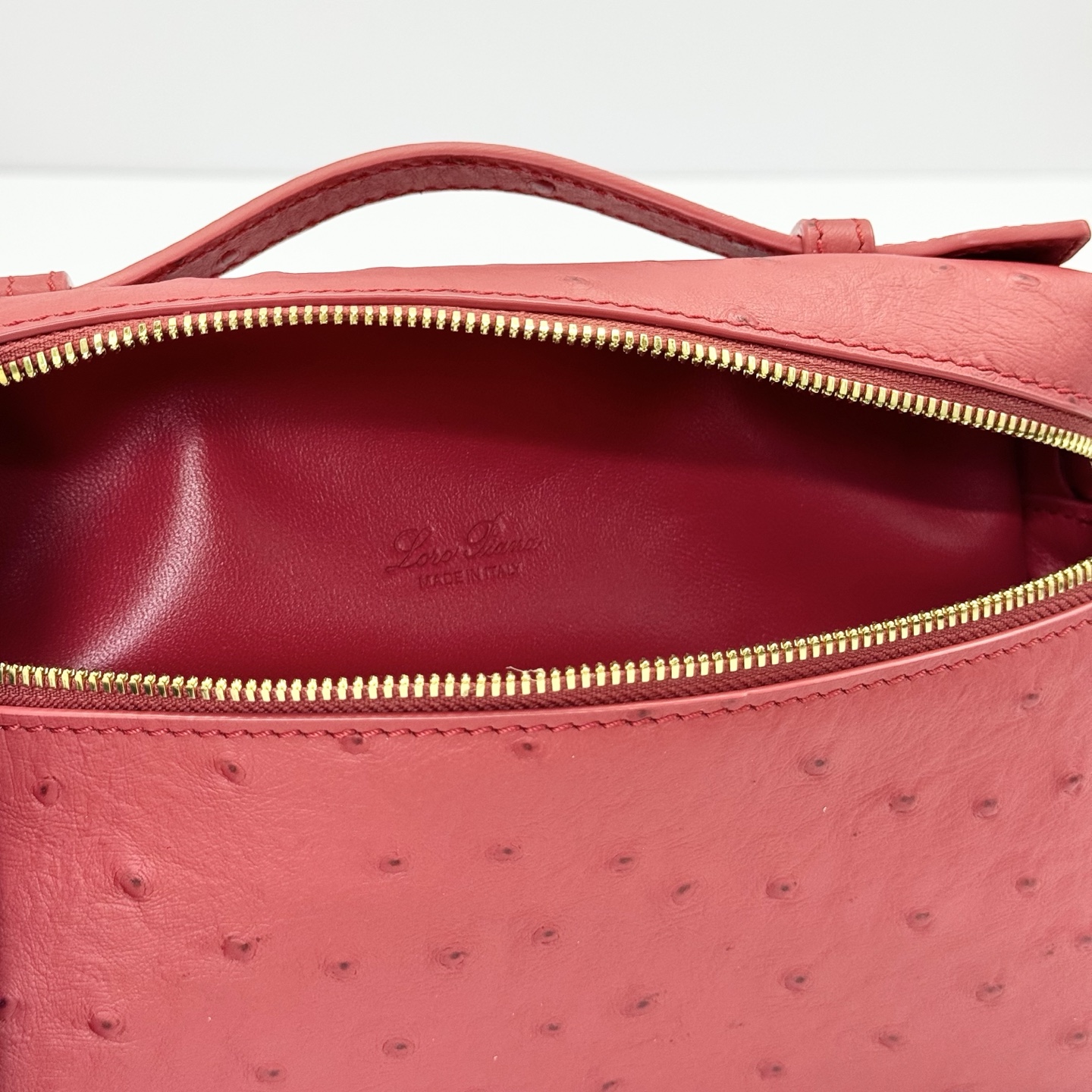 Loro Piana red Extra Pocket L27 Pouch in Ostrich Leather For Women Online |