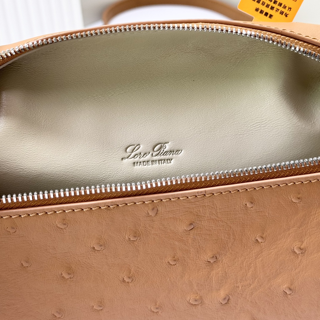 L19 Extra Pocket Tan Ostrich Leather Crossbodyy bag brown