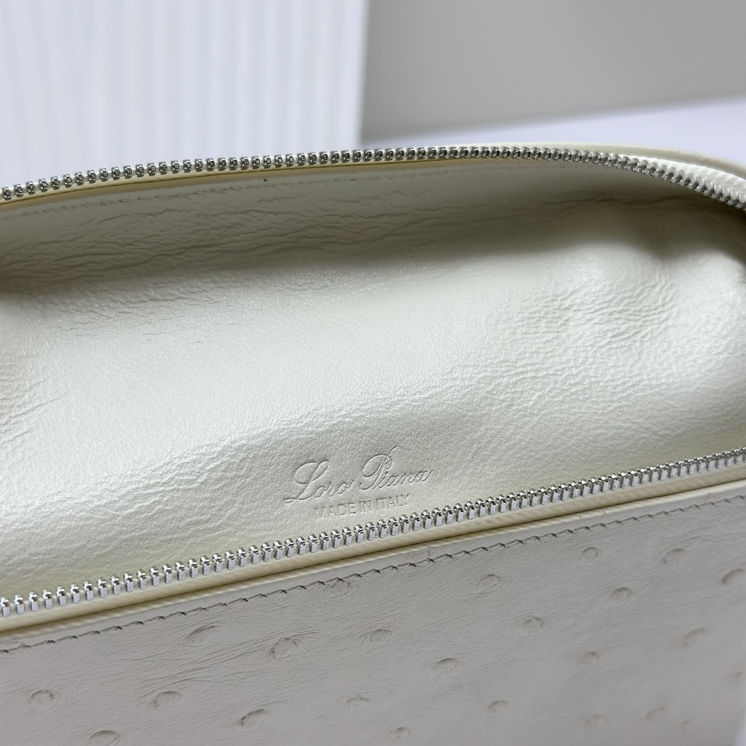 L19 Extra Pocket Tan Ostrich Leather Crossbodyy bag white