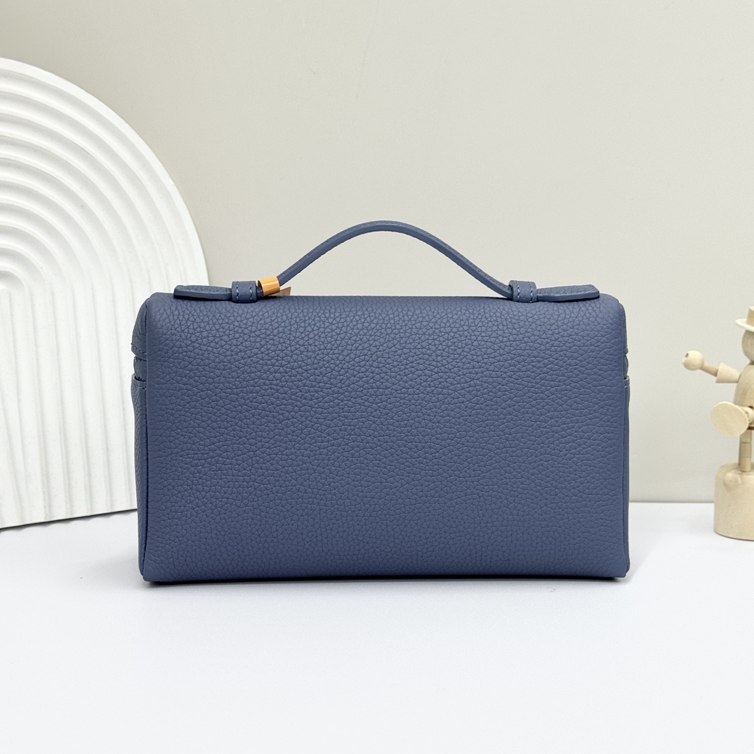 Extra pocket leather handbag Loro Piana Blue in Leather