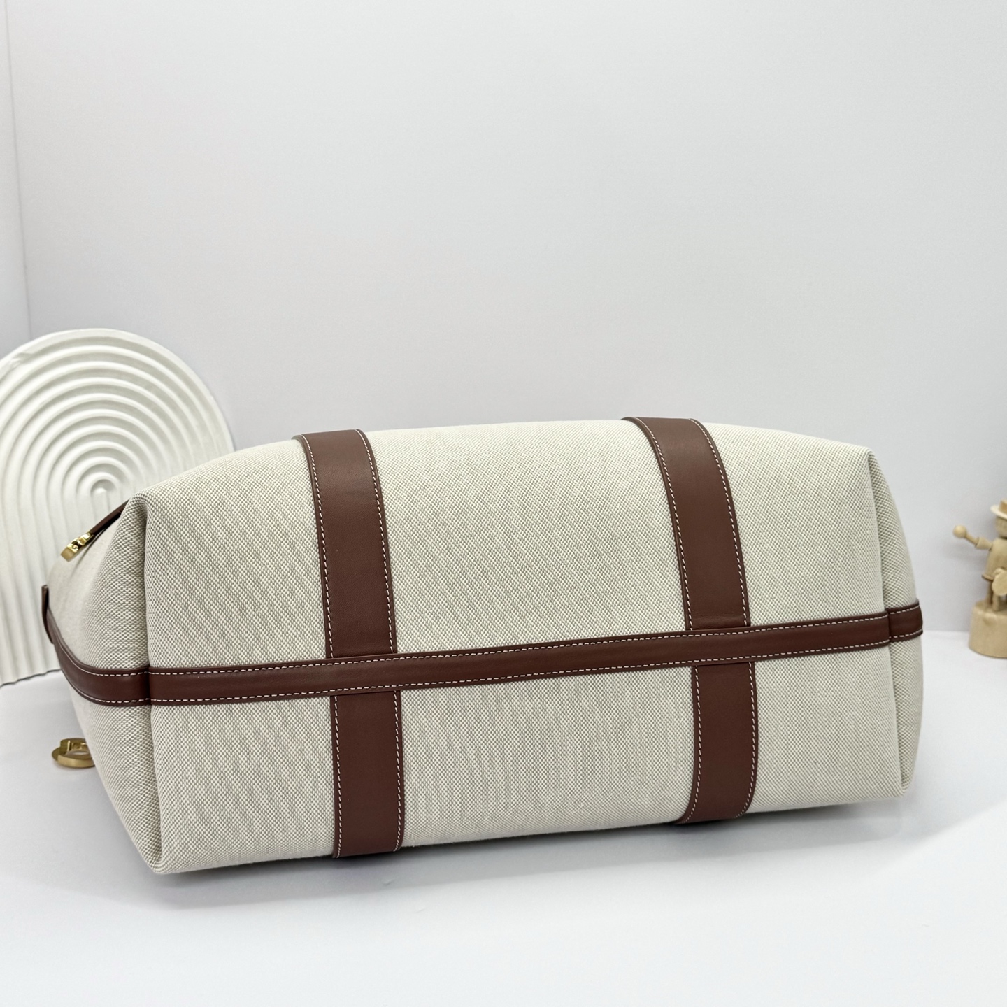 Loro Piana Ghiera Shopper Small Cotton, Linen Natural/Caramel
