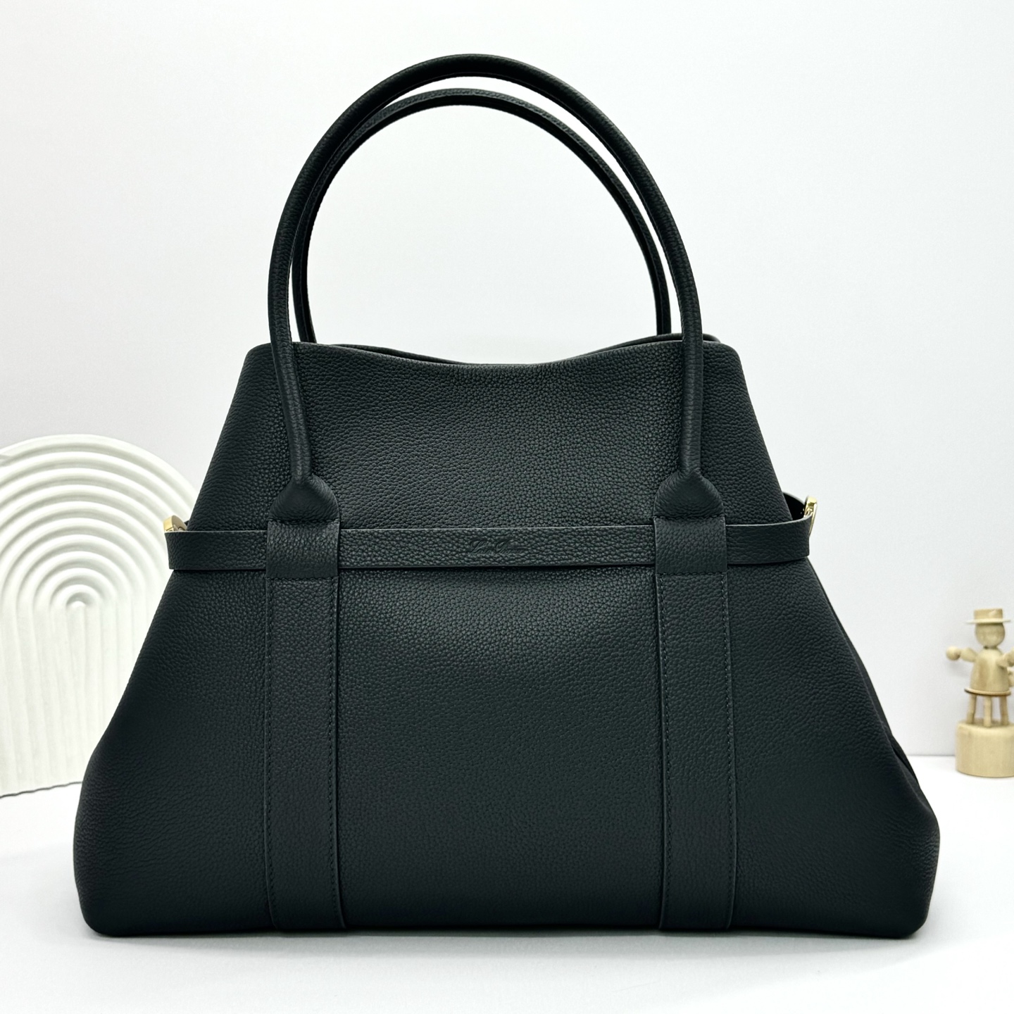 Loro Piana Ghiera Shopper Large Calfskin Blue Navy/Sun Gold | Loro Pian