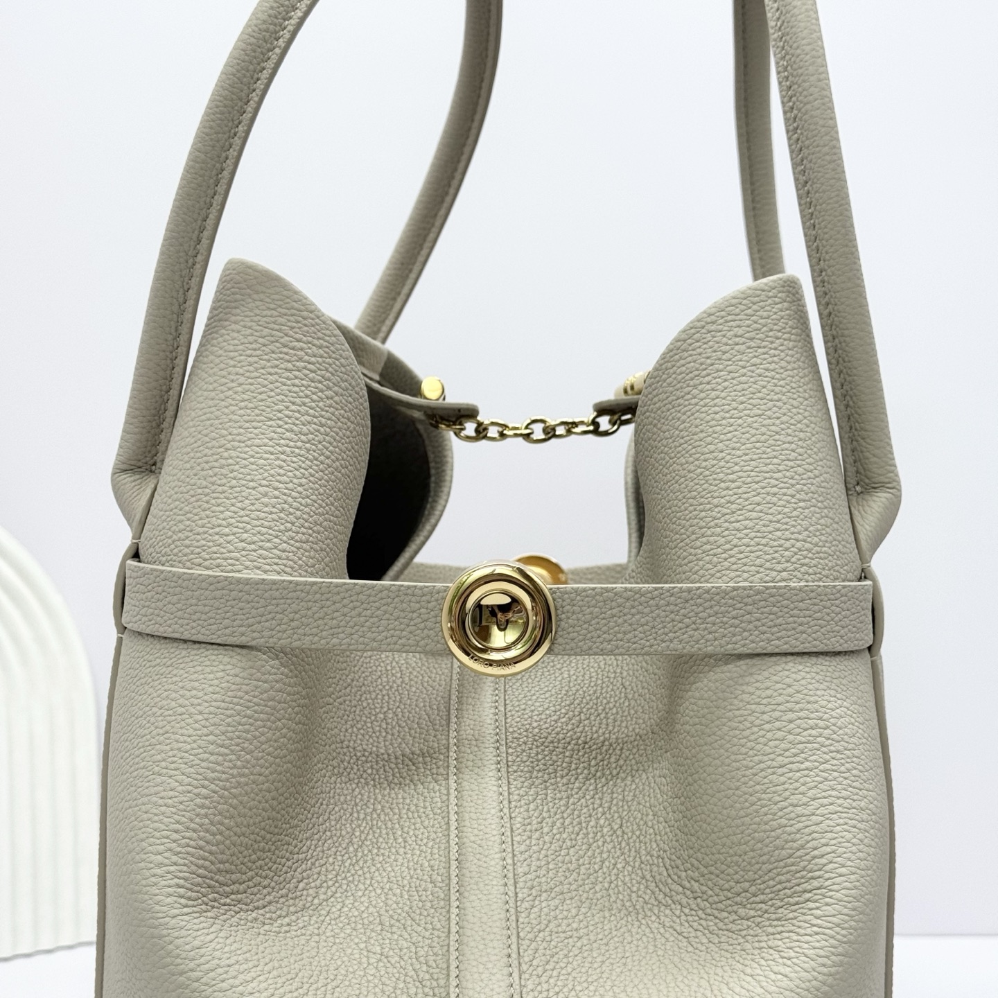 Loro Piana Ghiera Shopper Small Calfskin Dried Taragon/Sun Gold | Loro