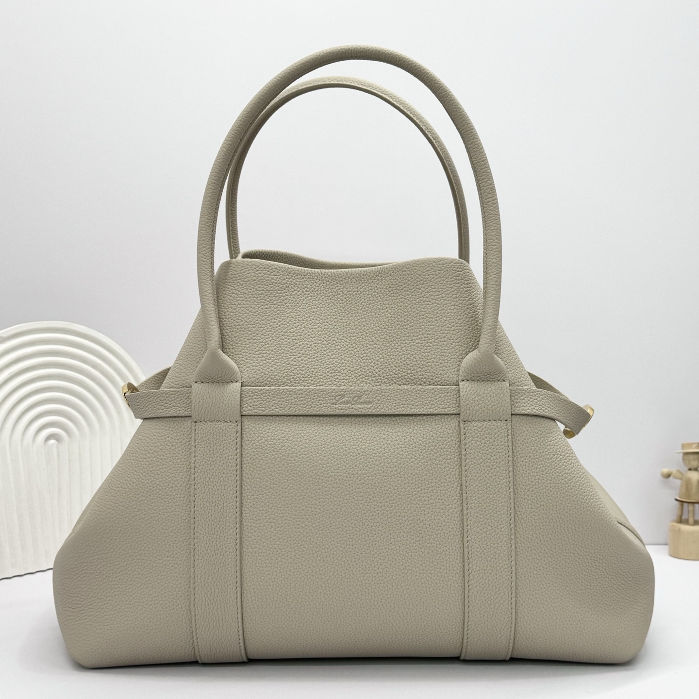 Loro Piana Ghiera Shopper Small Calfskin Dried Taragon/Sun Gold | Loro