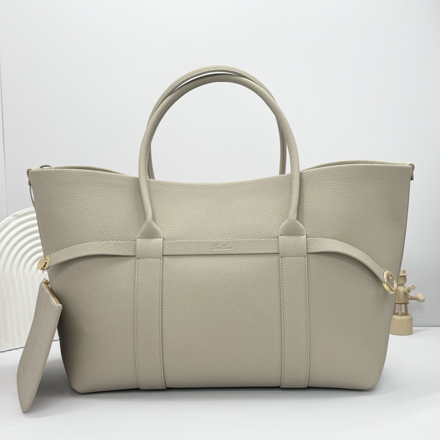 Loro Piana Ghiera Shopper Small Calfskin Dried Taragon/Sun Gold | Loro