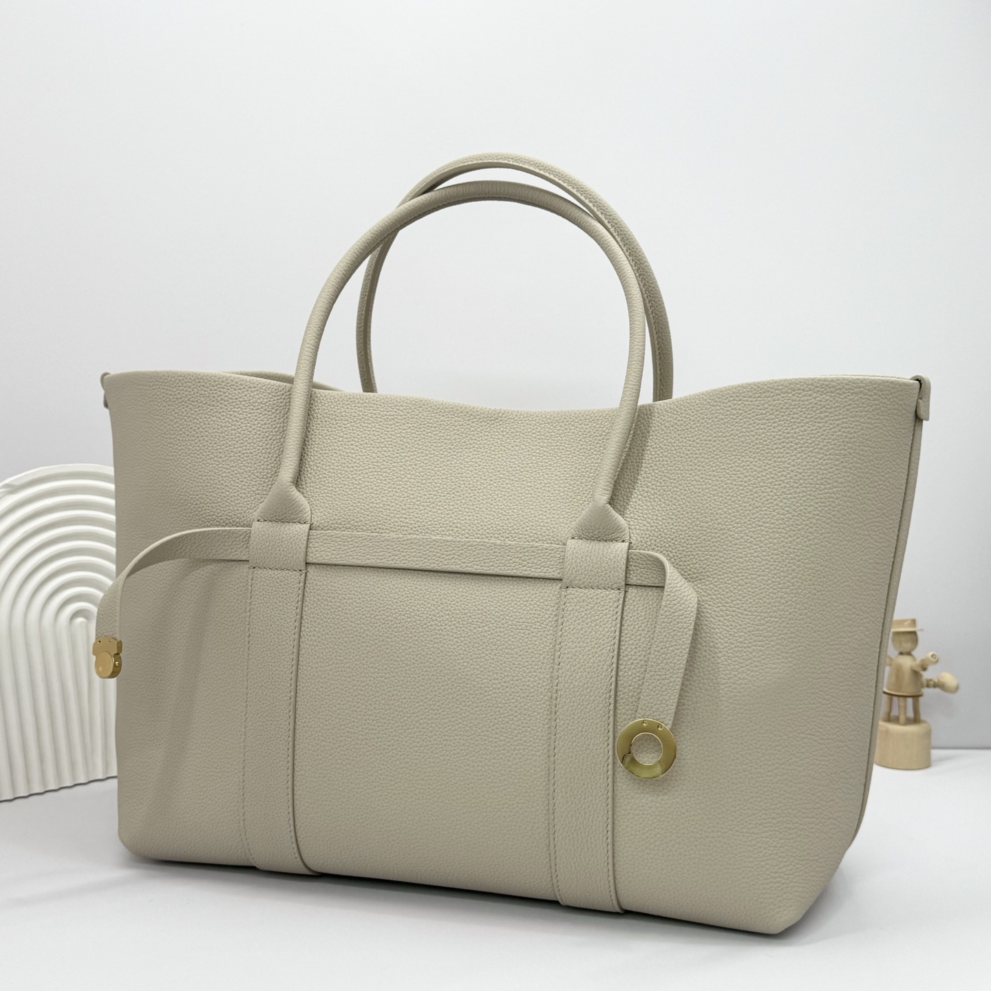 Loro Piana Ghiera Shopper Small Calfskin Dried Taragon/Sun Gold | Loro