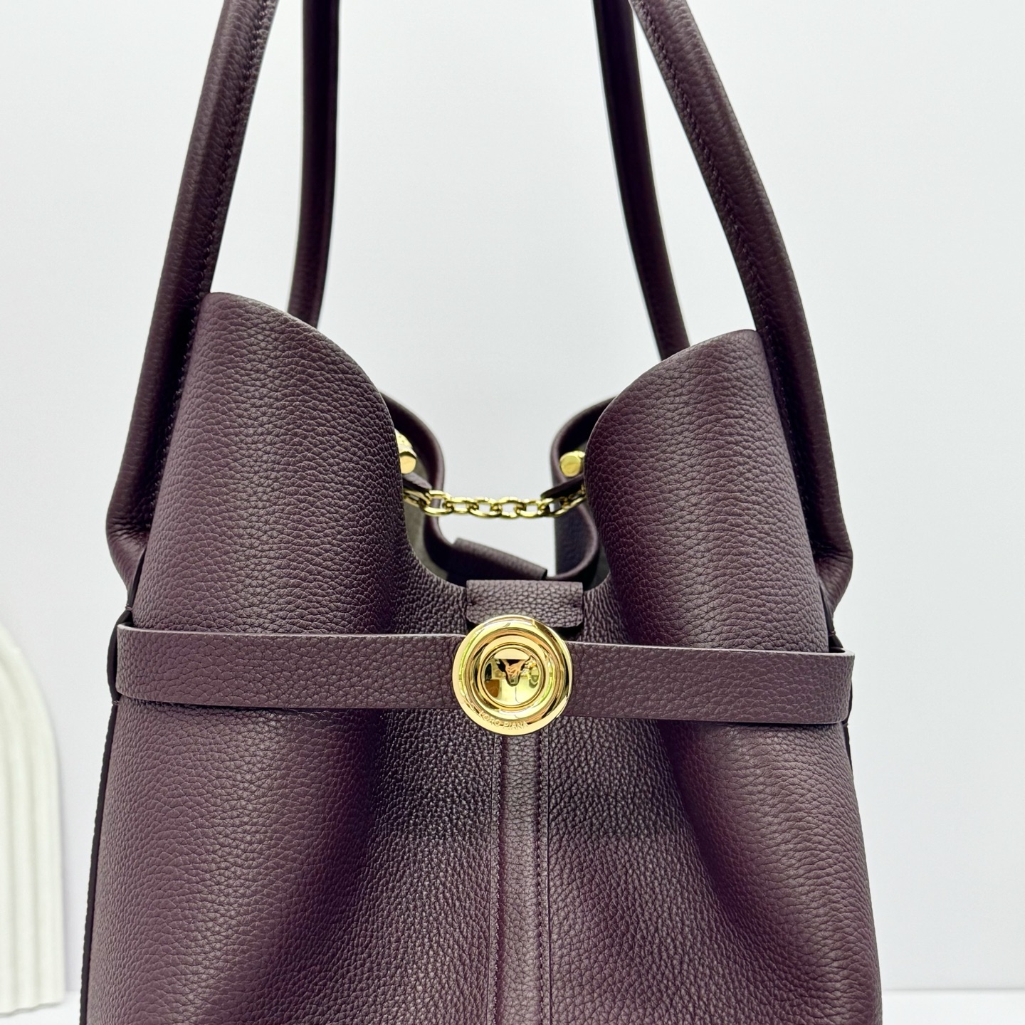 Loro Piana Ghiera Shopper Large Calfskin Azuki Beans/Sun Gold | Loro