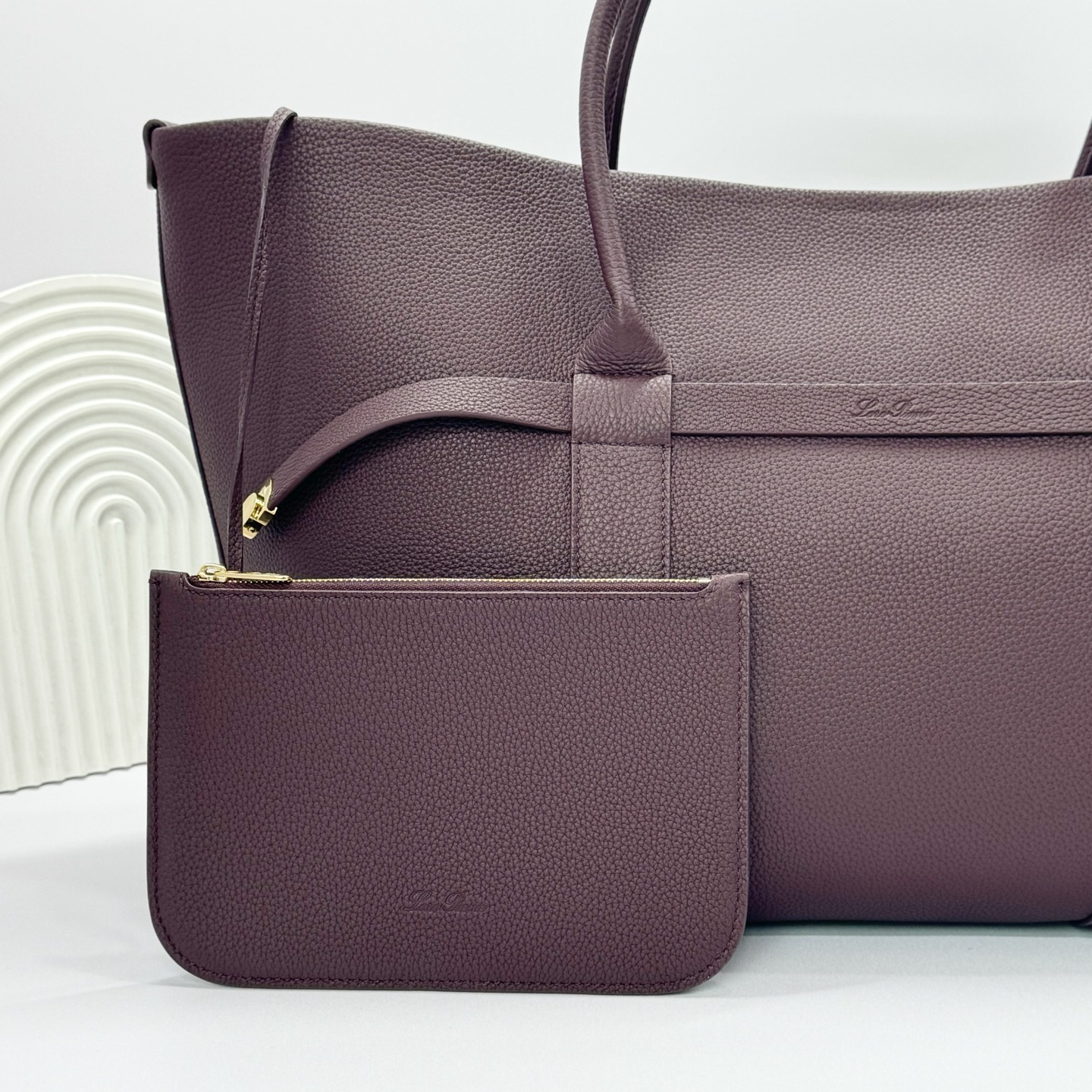Loro Piana Ghiera Shopper Large Calfskin Azuki Beans/Sun Gold | Loro