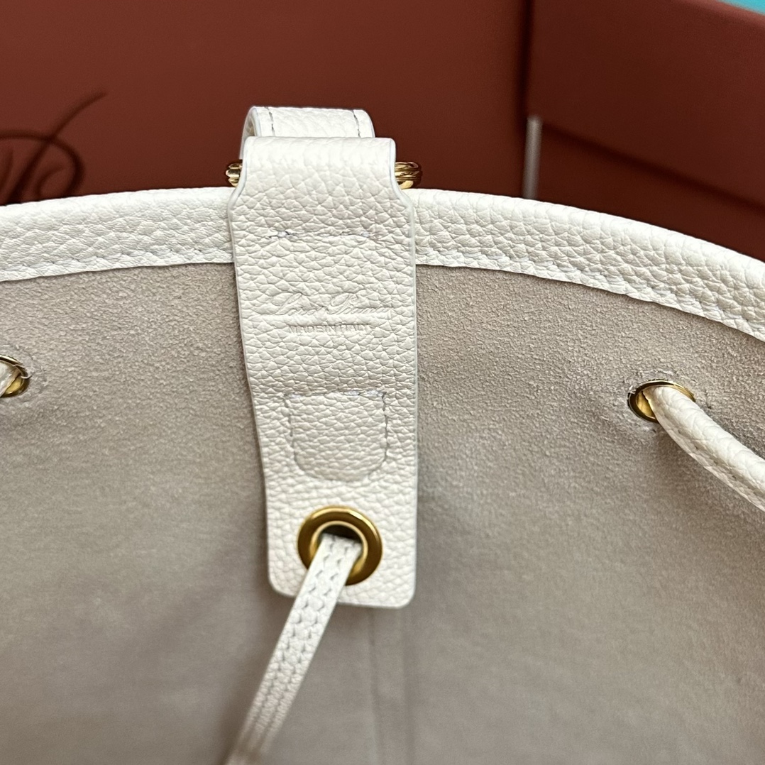 Loro Piana Drawstring Leather Backpack | white
