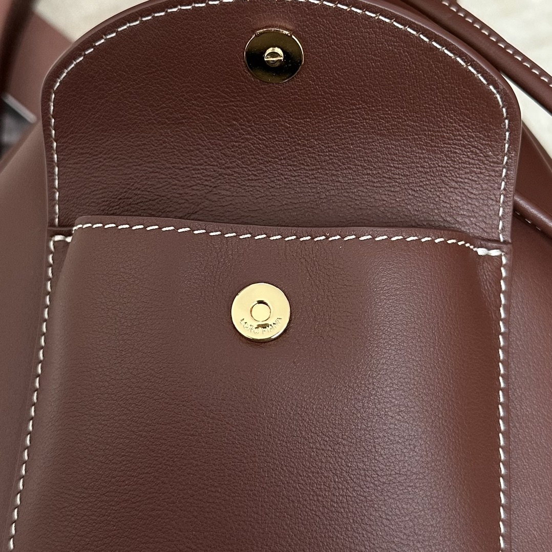 Loro Piana Drawstring Leather Backpack | red Brown