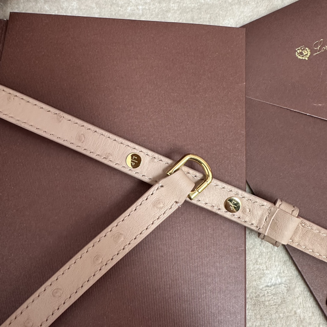 Loro Piana Extra Pocket L19 Pouch Beige  pink Ostrich Gold ...