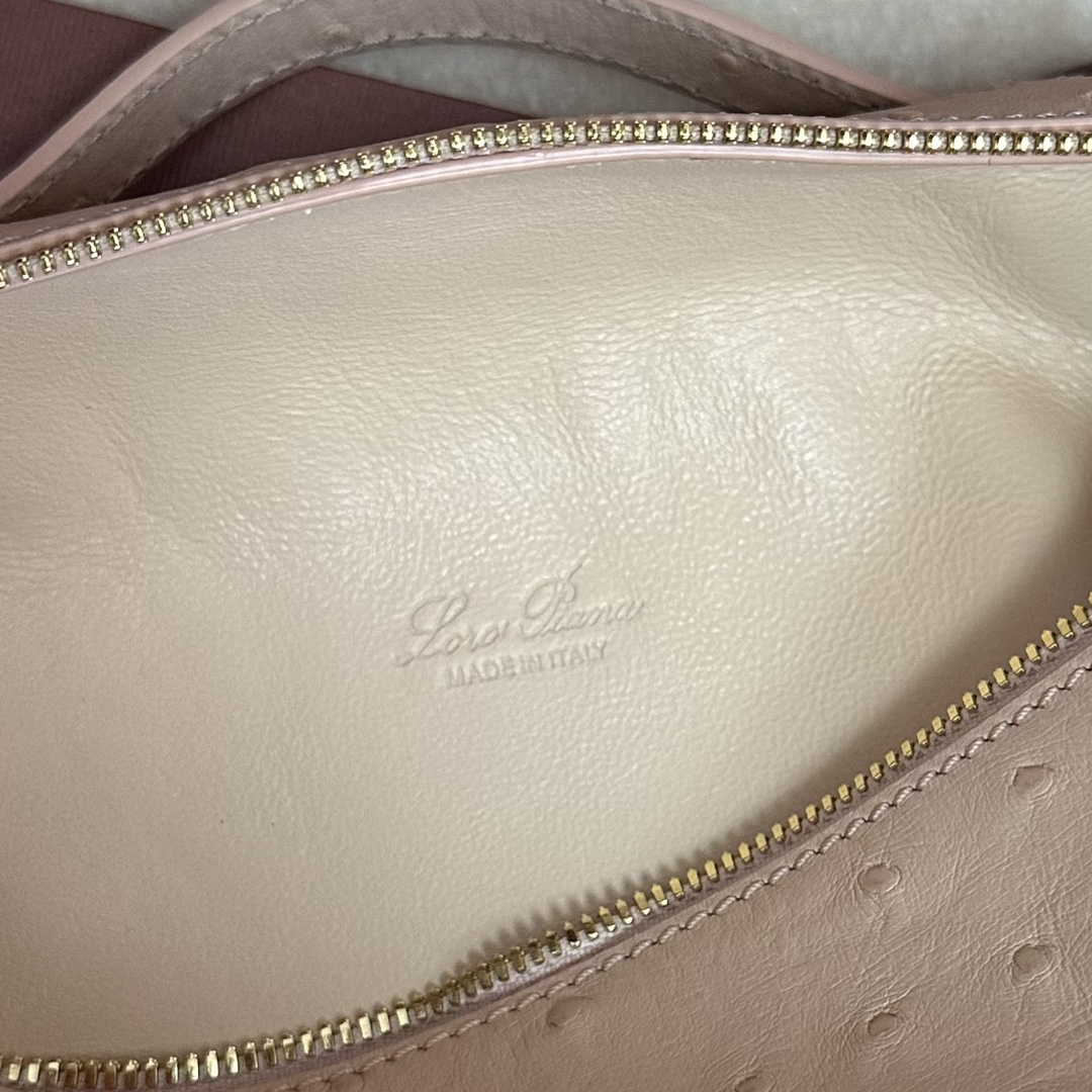 Loro Piana Extra Pocket L19 Pouch Beige  pink Ostrich Gold ...