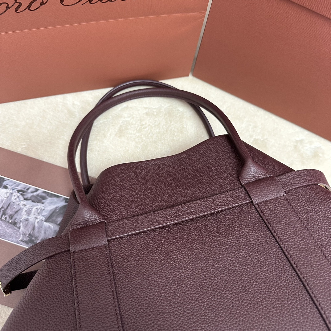 Loro Piana Ghiera Shopper Large Calfskin Azuki Beans/Sun Gold | Loro Piana