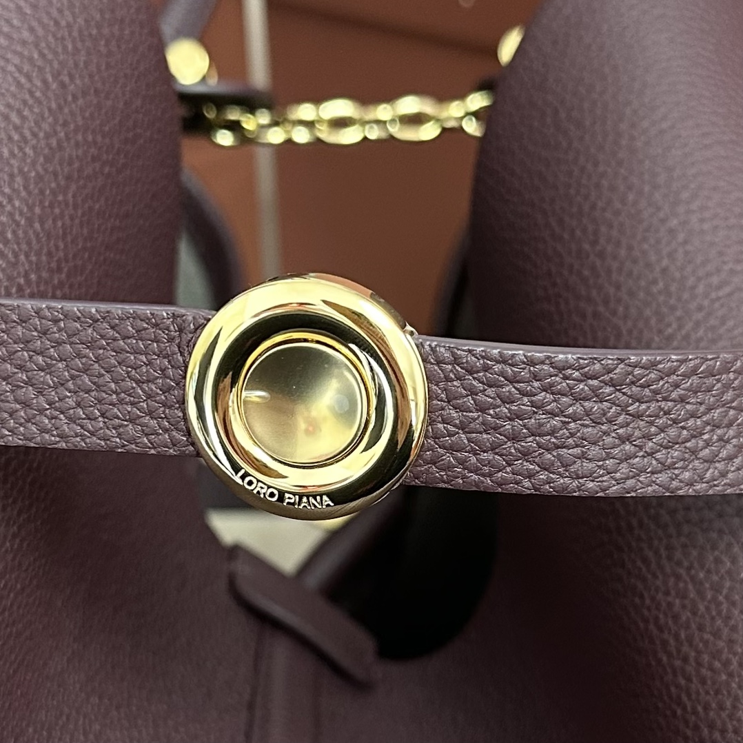 Loro Piana Ghiera Shopper Large Calfskin Azuki Beans/Sun Gold | Loro Piana