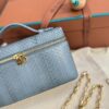 Loro Piana Extra Pocket L19 Lizard Leather blue sky Lagoon/Sun Gold | Loro