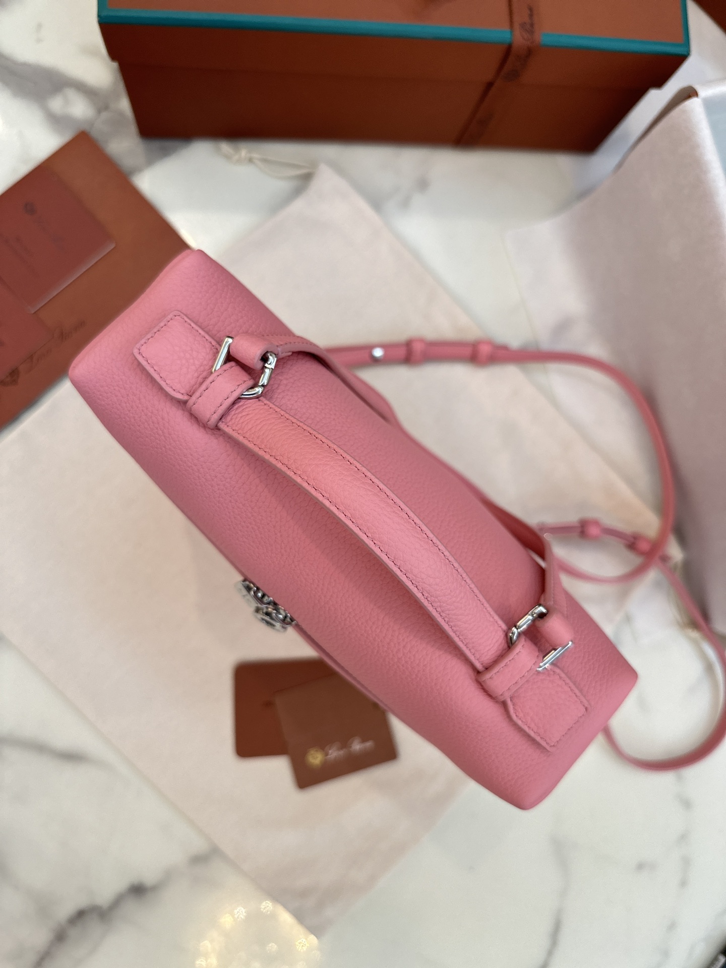 Loro Piana Extra Pocket L23.5 leather backpack pink Loro Piana