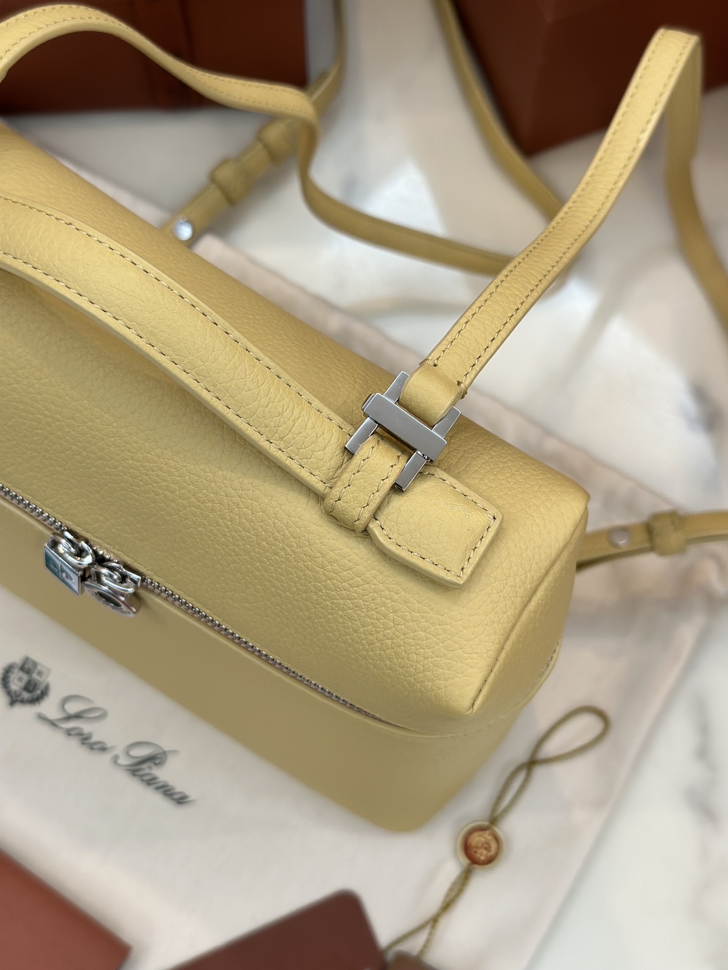 eBay Loro Piana Extra Pocket Backpack bag yellow