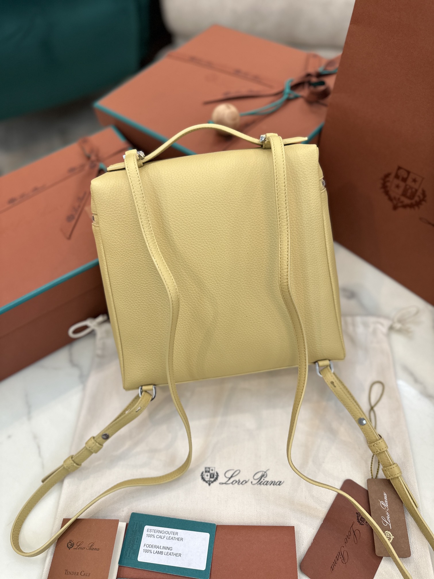 eBay Loro Piana Extra Pocket Backpack bag yellow