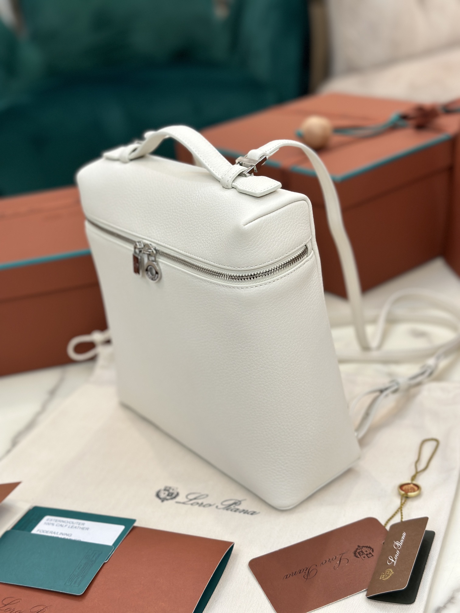 eBay Loro Piana Extra Pocket Backpack bag white