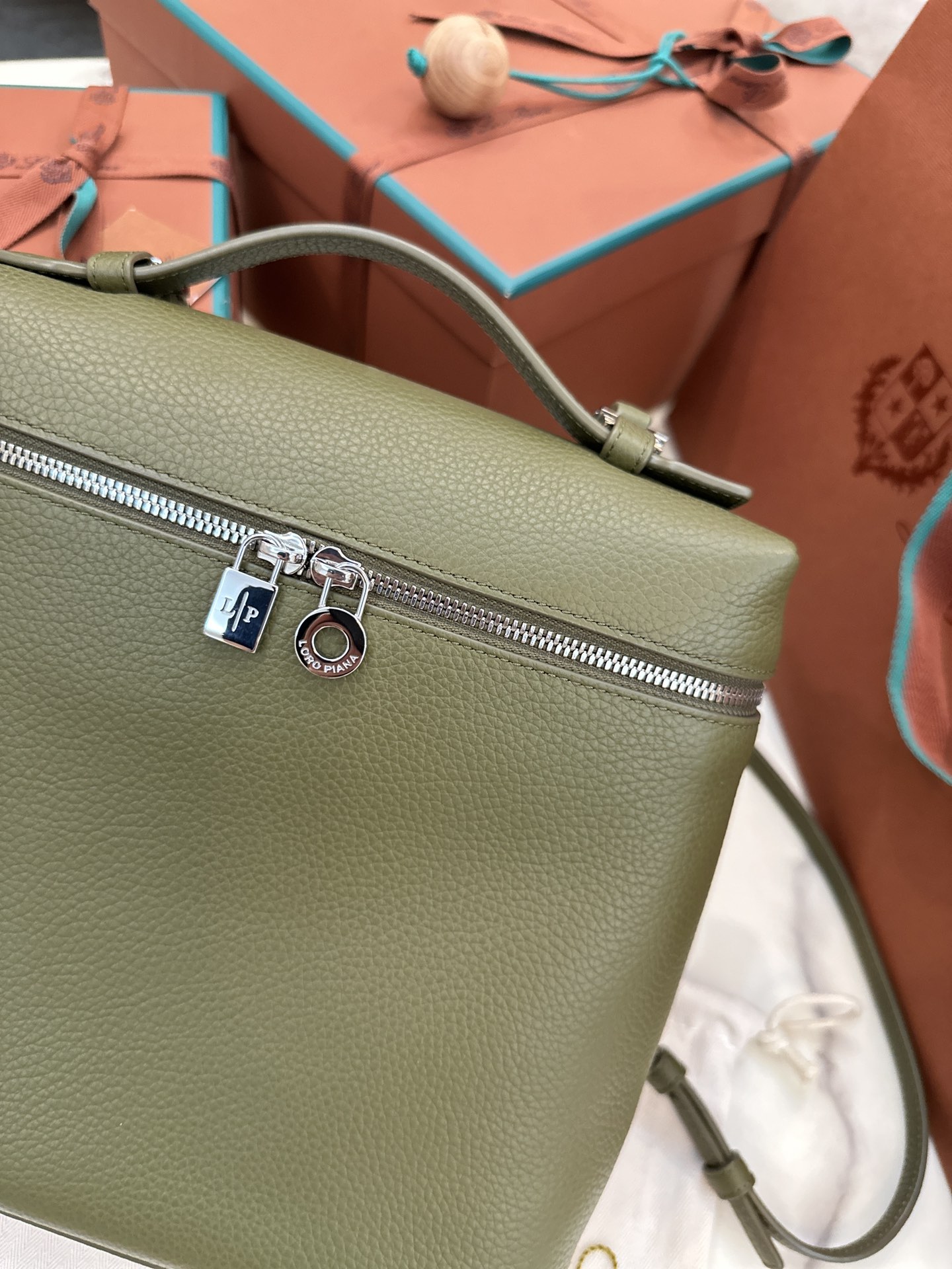 Loro Piana Extra Pocket Backpack bag green
