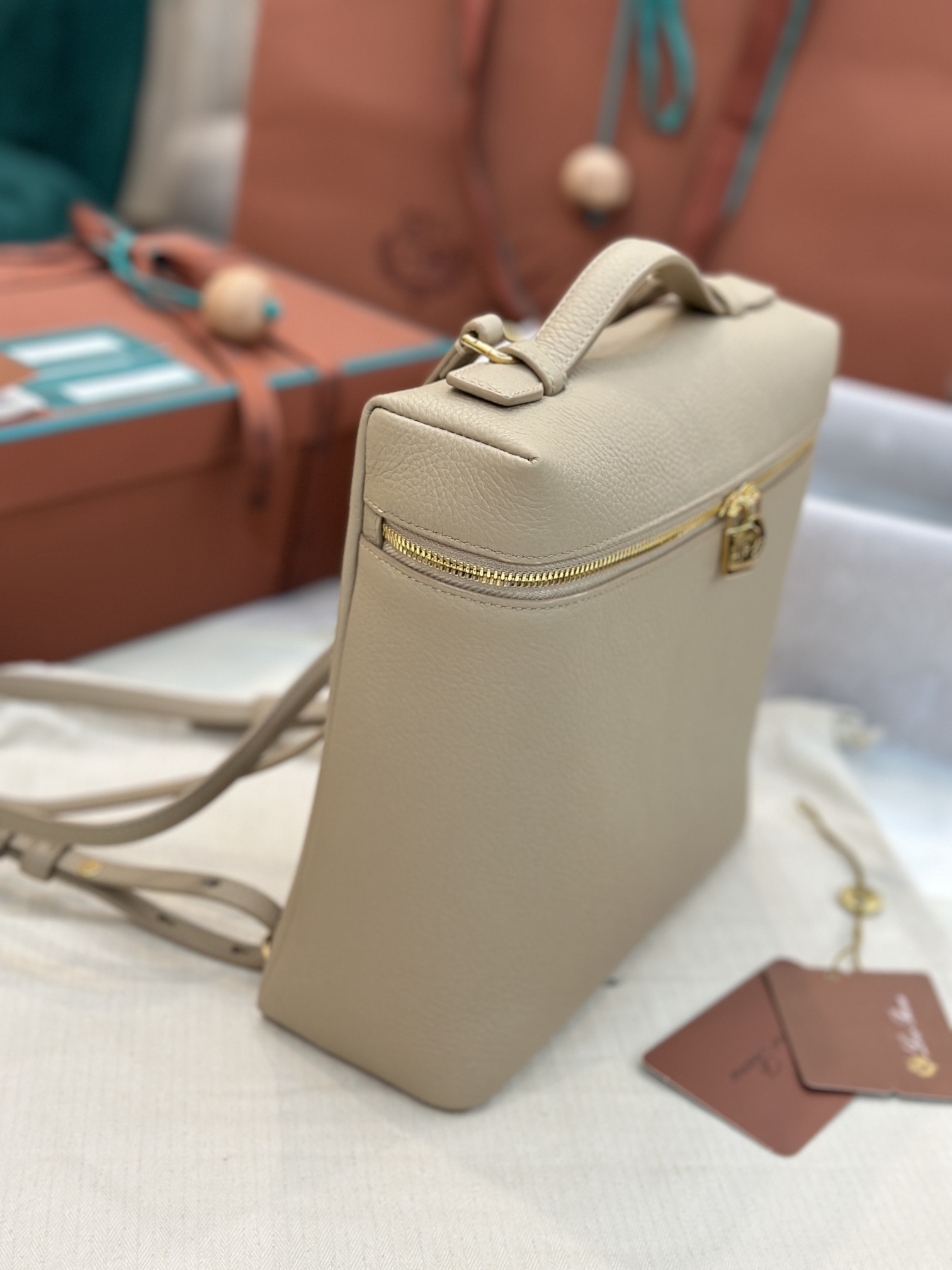 Loro Piana Extra Pocket Backpack bag brown gray