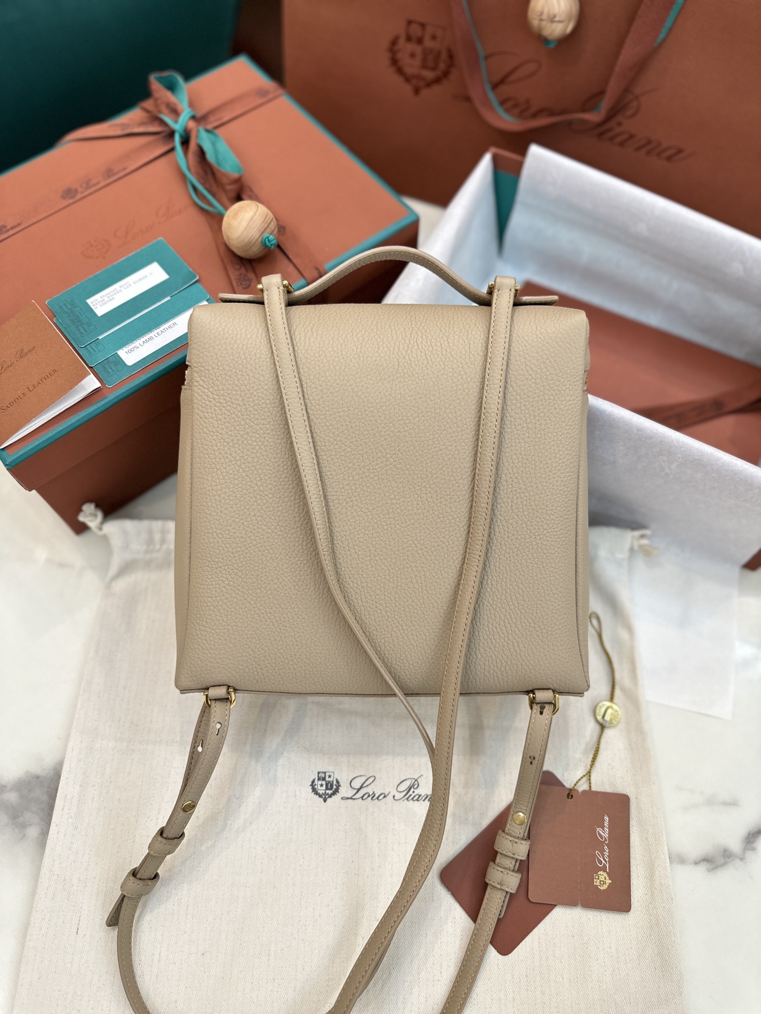 Loro Piana Extra Pocket Backpack bag brown gray