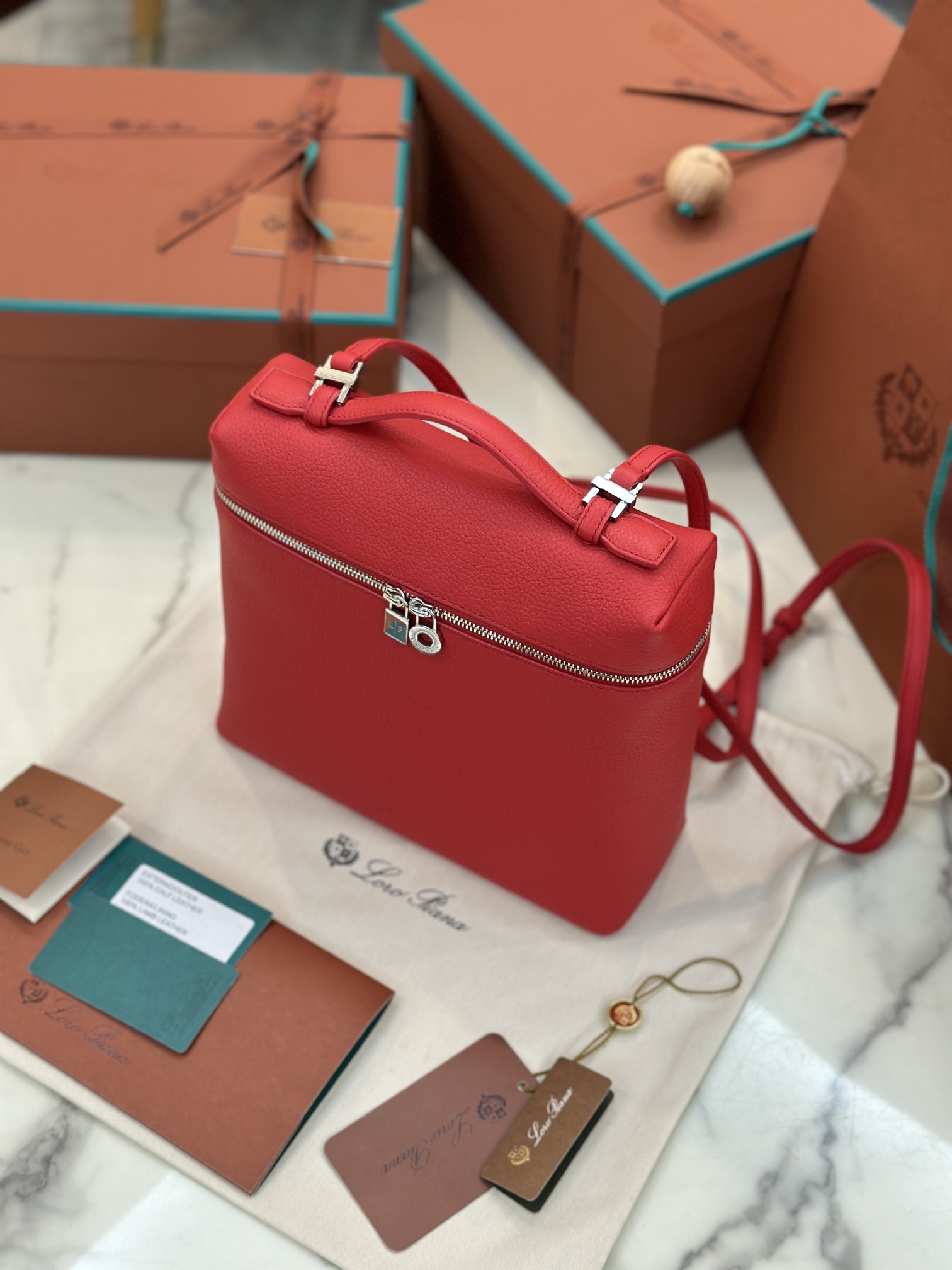 Loro Piana Extra Pocket Backpack bag red