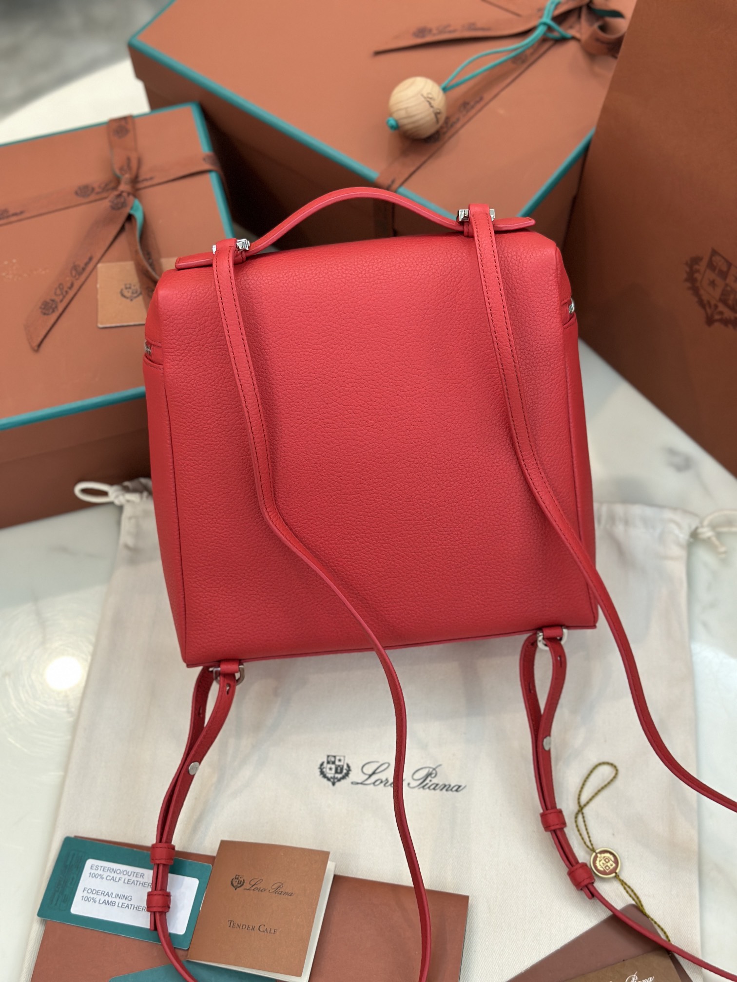 Loro Piana Extra Pocket Backpack bag red