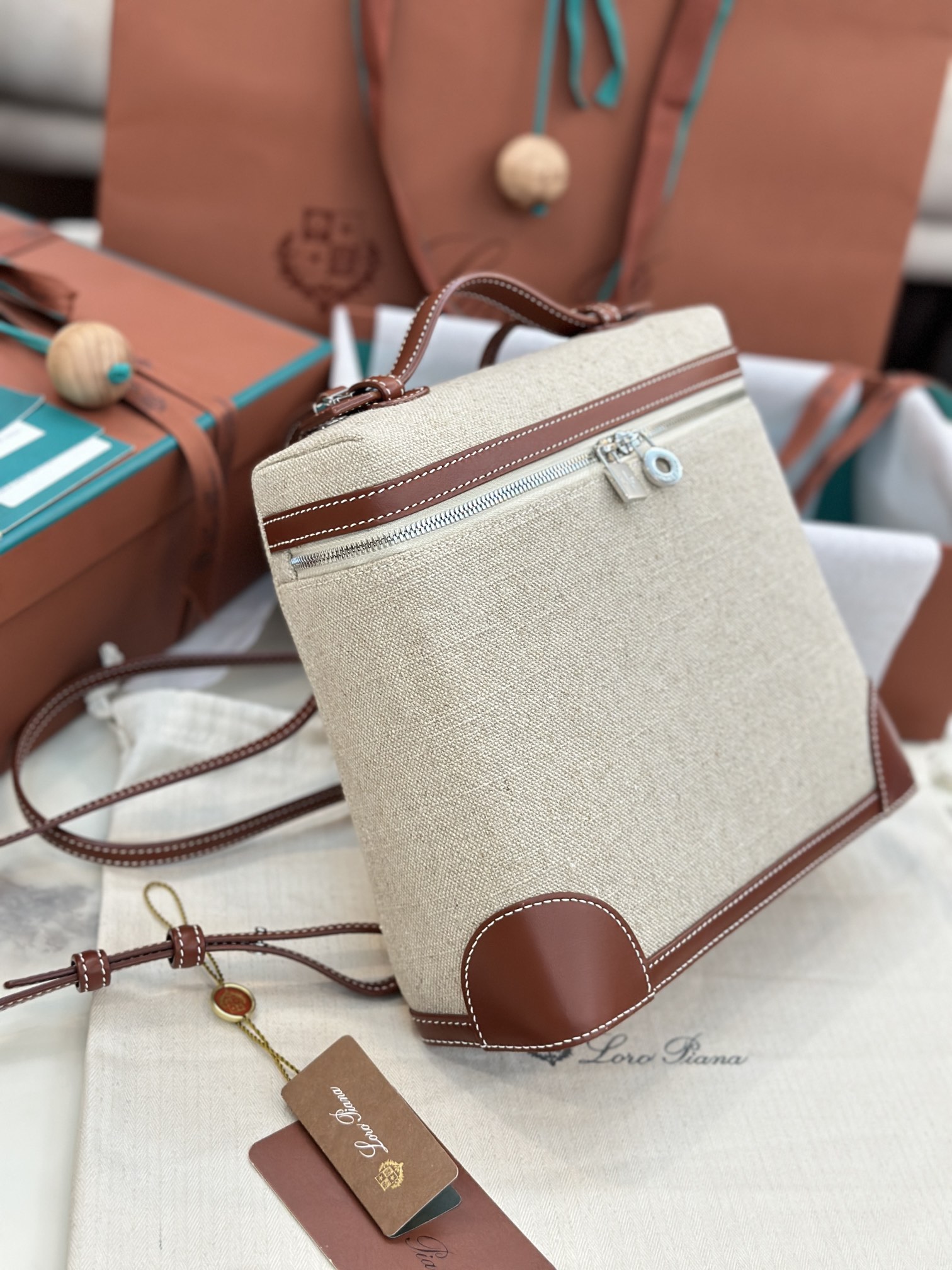 eBay Loro Piana Extra Pocket Backpack bag beige