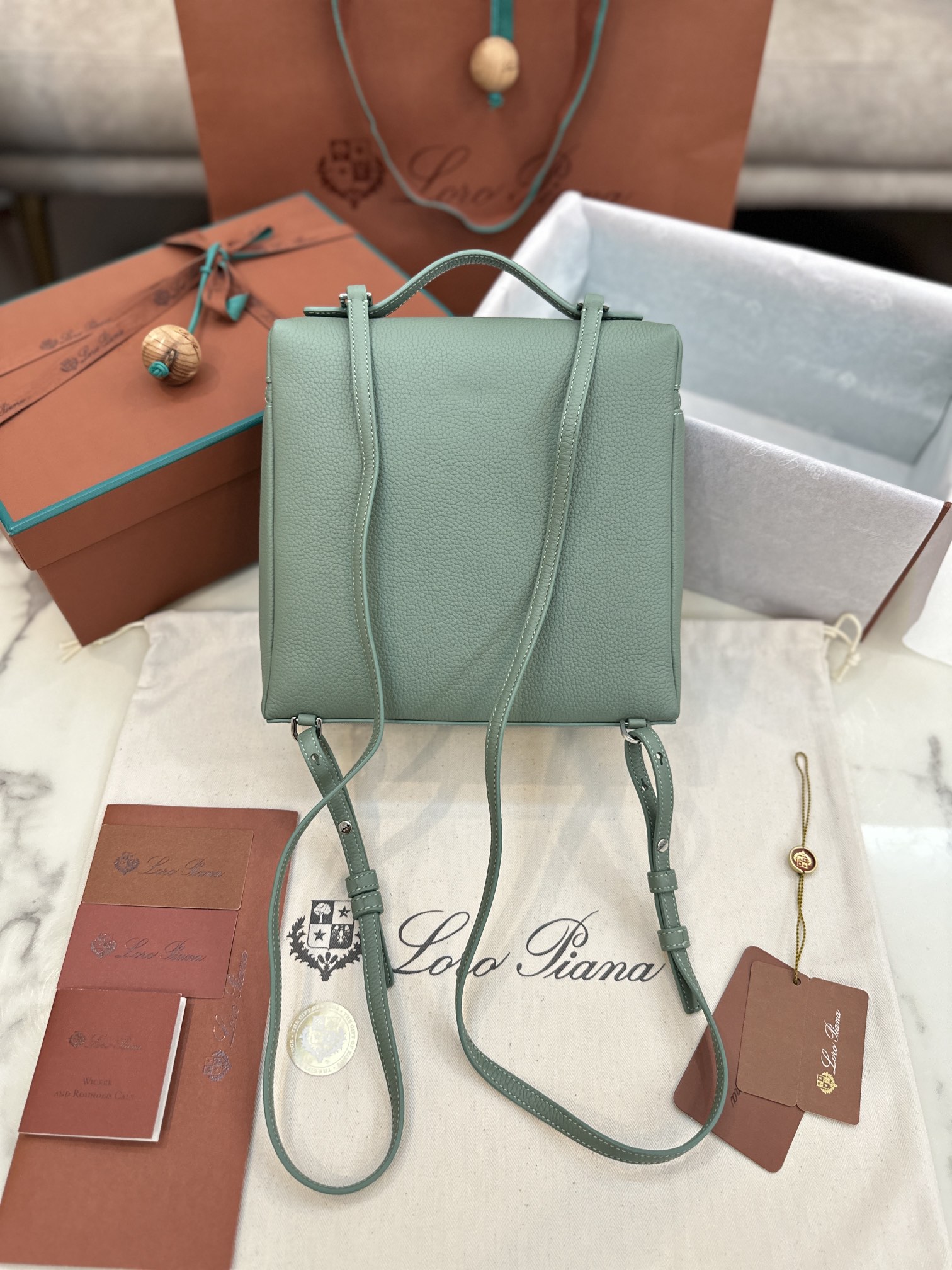 Loro Piana Extra Pocket Backpack bag green
