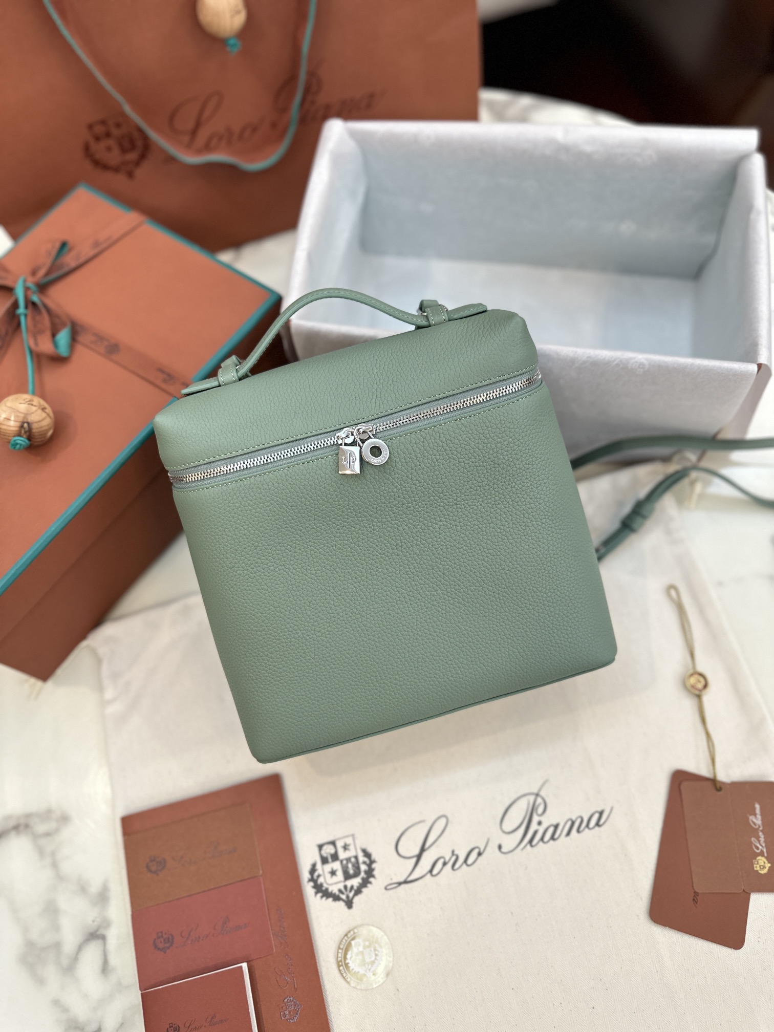 Loro Piana Extra Pocket Backpack bag green