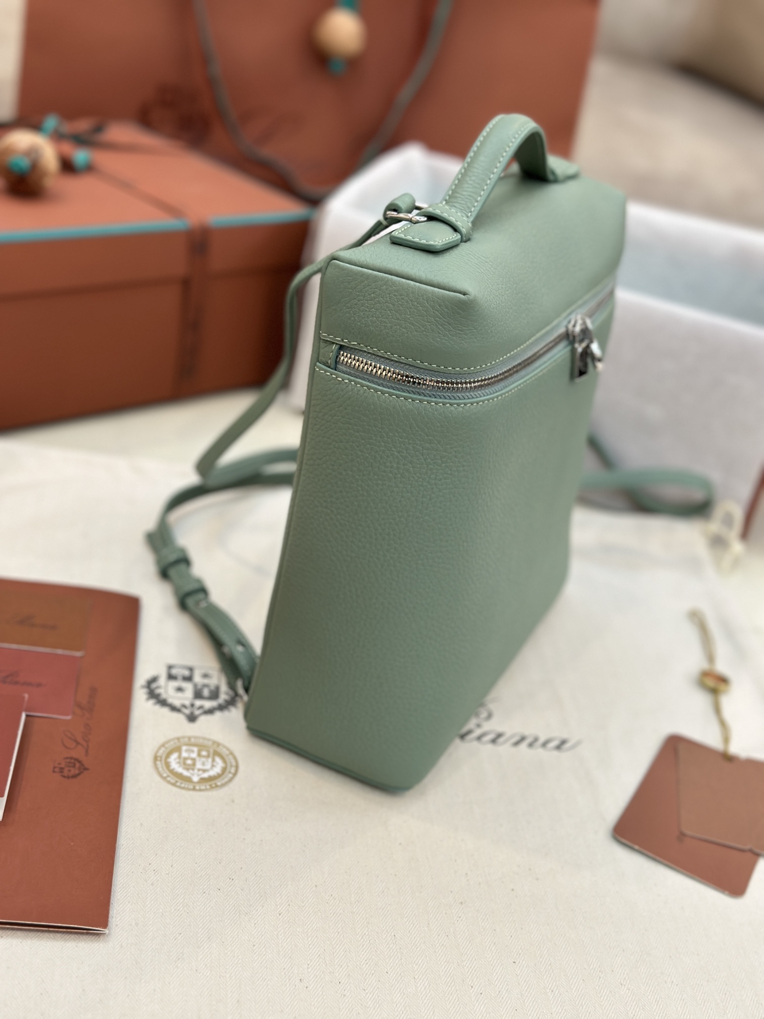 Loro Piana Extra Pocket Backpack bag green