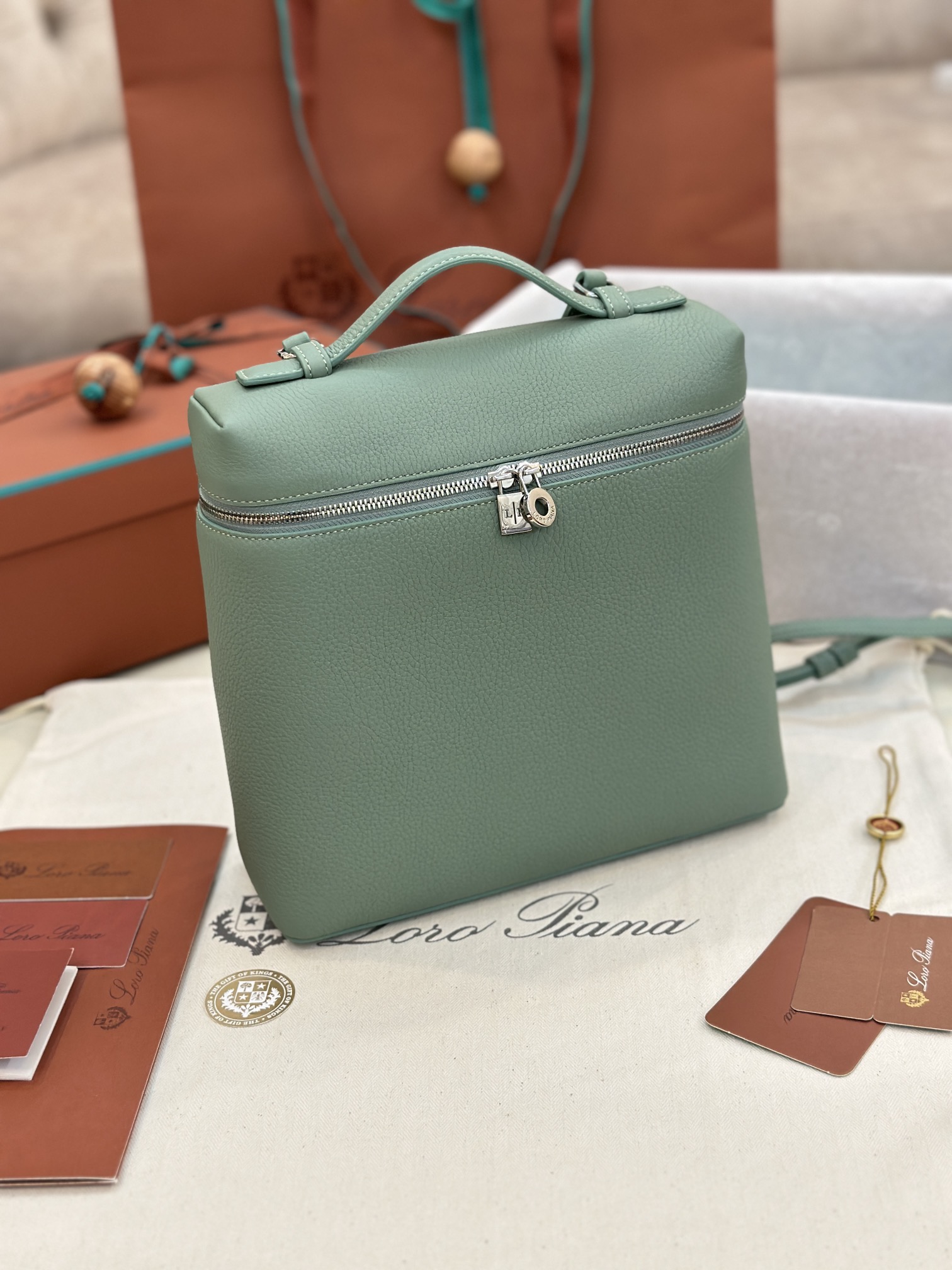 Loro Piana Extra Pocket Backpack bag green