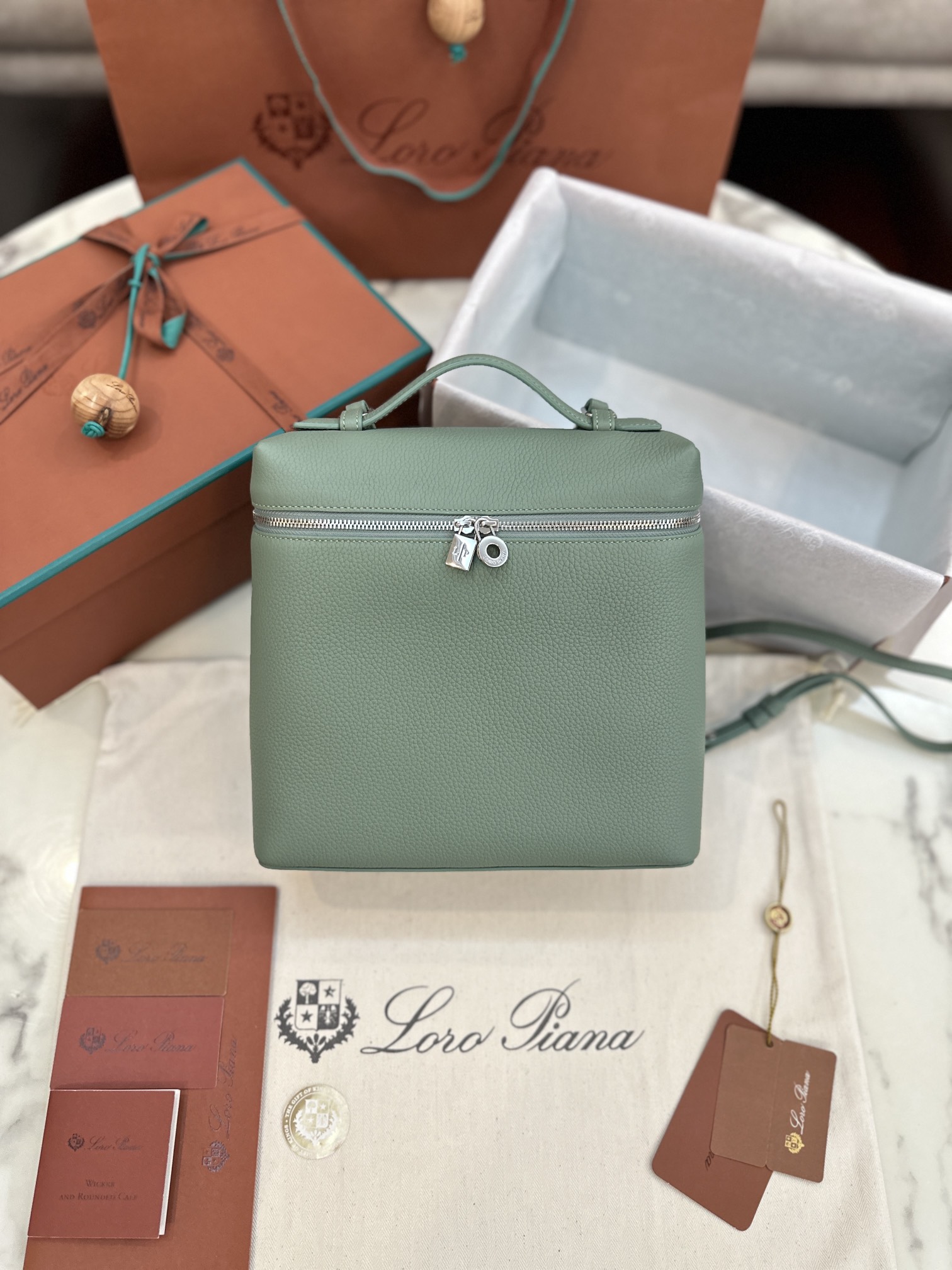 Loro Piana Extra Pocket Backpack bag green