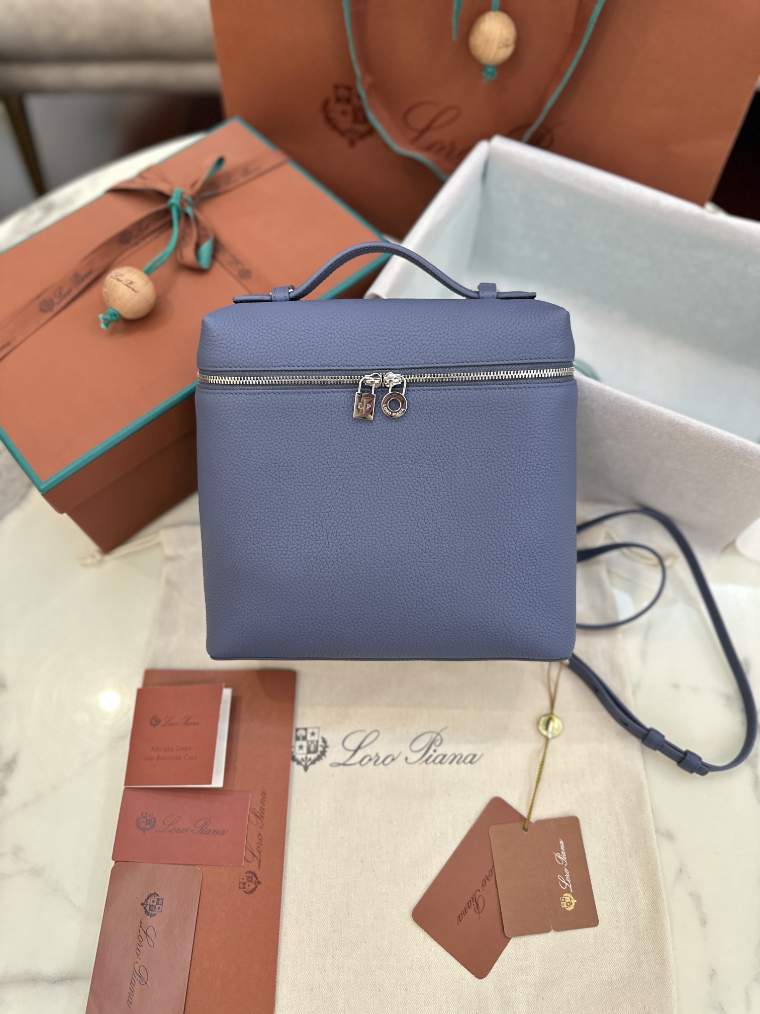 Loro Piana Extra Pocket Backpack bag blue  L332210
