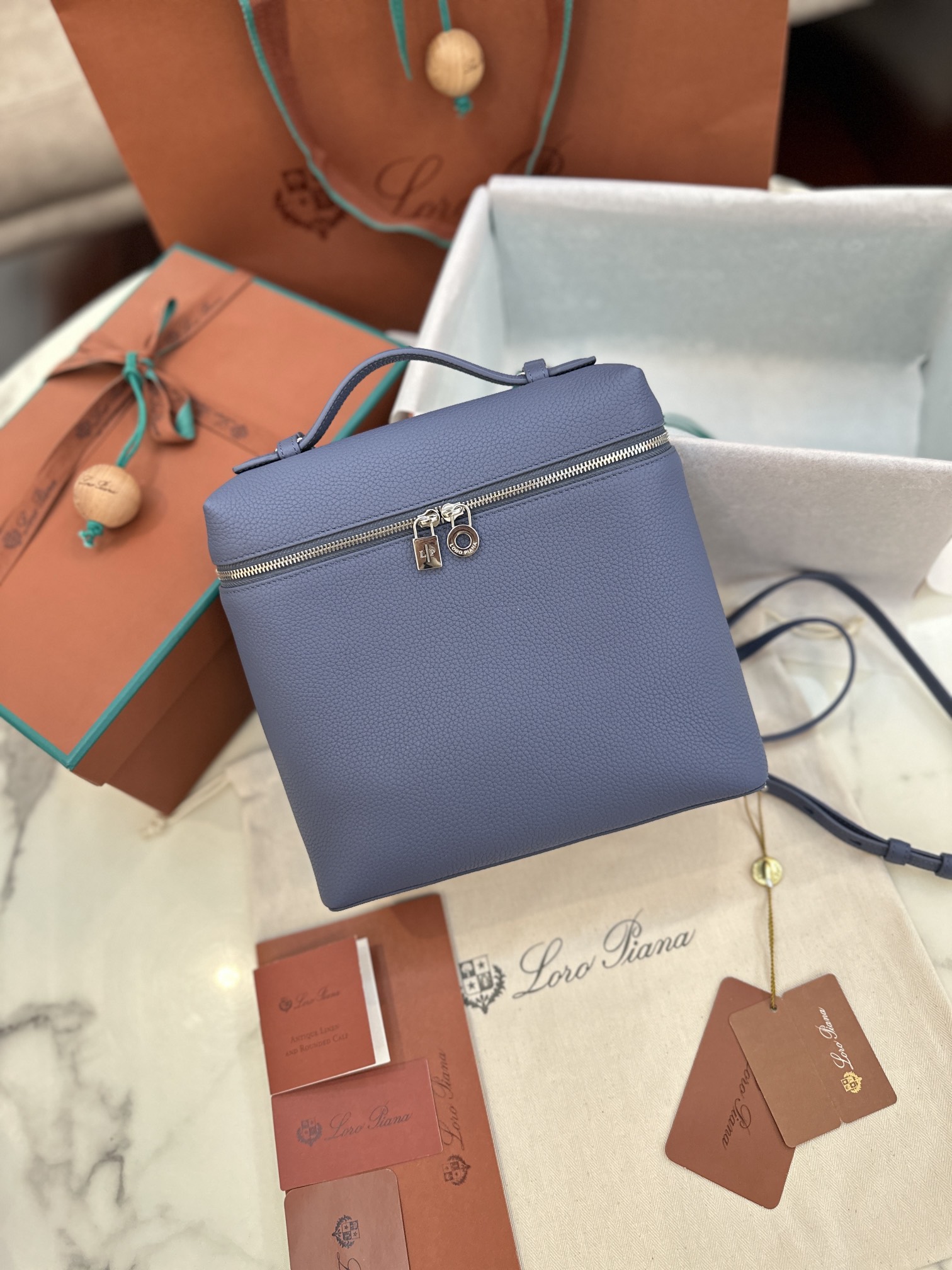 Loro Piana Extra Pocket Backpack bag blue  L332210