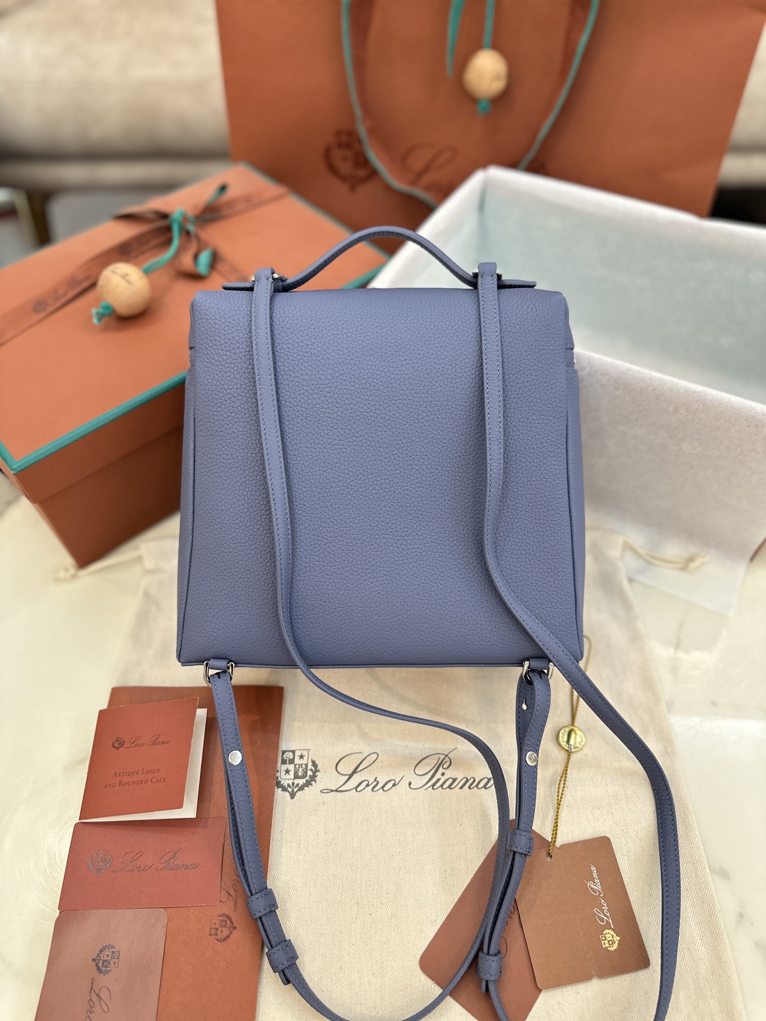 Loro Piana Extra Pocket Backpack bag blue  L332210