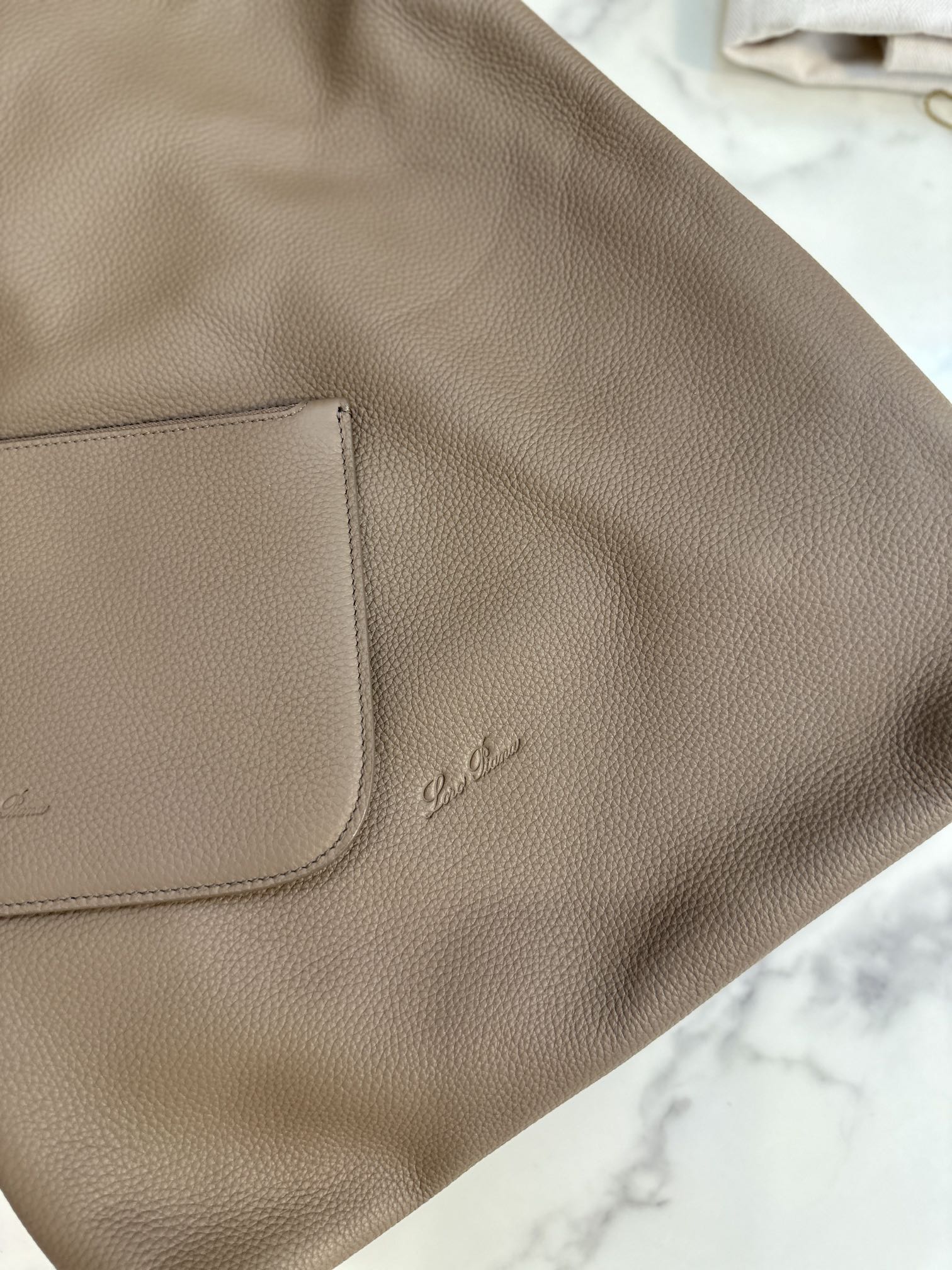 Loro Piana Extra Large Bale Hobo bag Calfskin Warm Mastic/Onyx