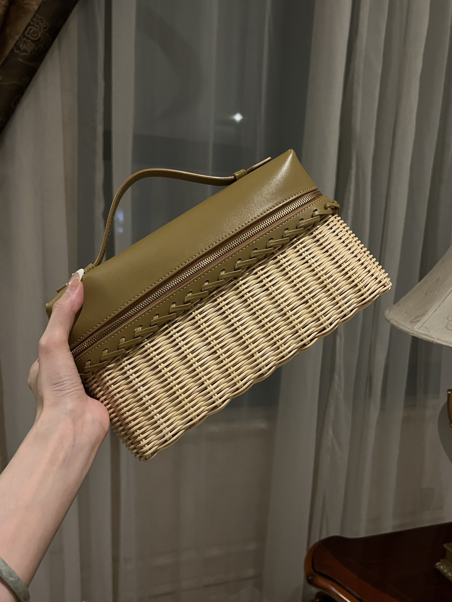 Loro Piana Extra Pocket L27 green Crossbody Bag in Wick