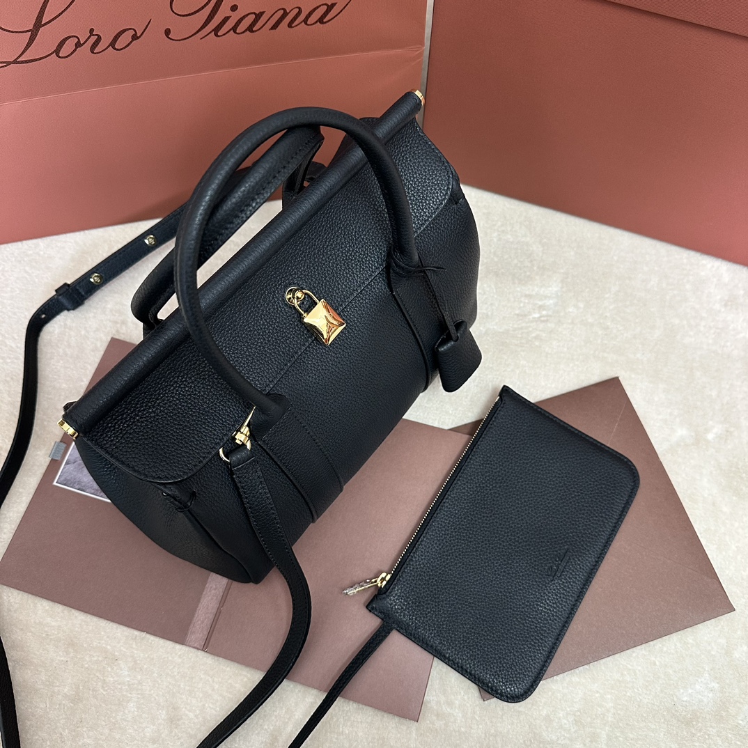 Loro Piana Black Loom L25 Tote Bag in Leather for