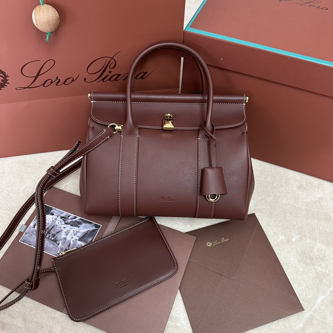 Loro Piana Anniversary Bag Charms Calfskin Deep Kummel/Jewel