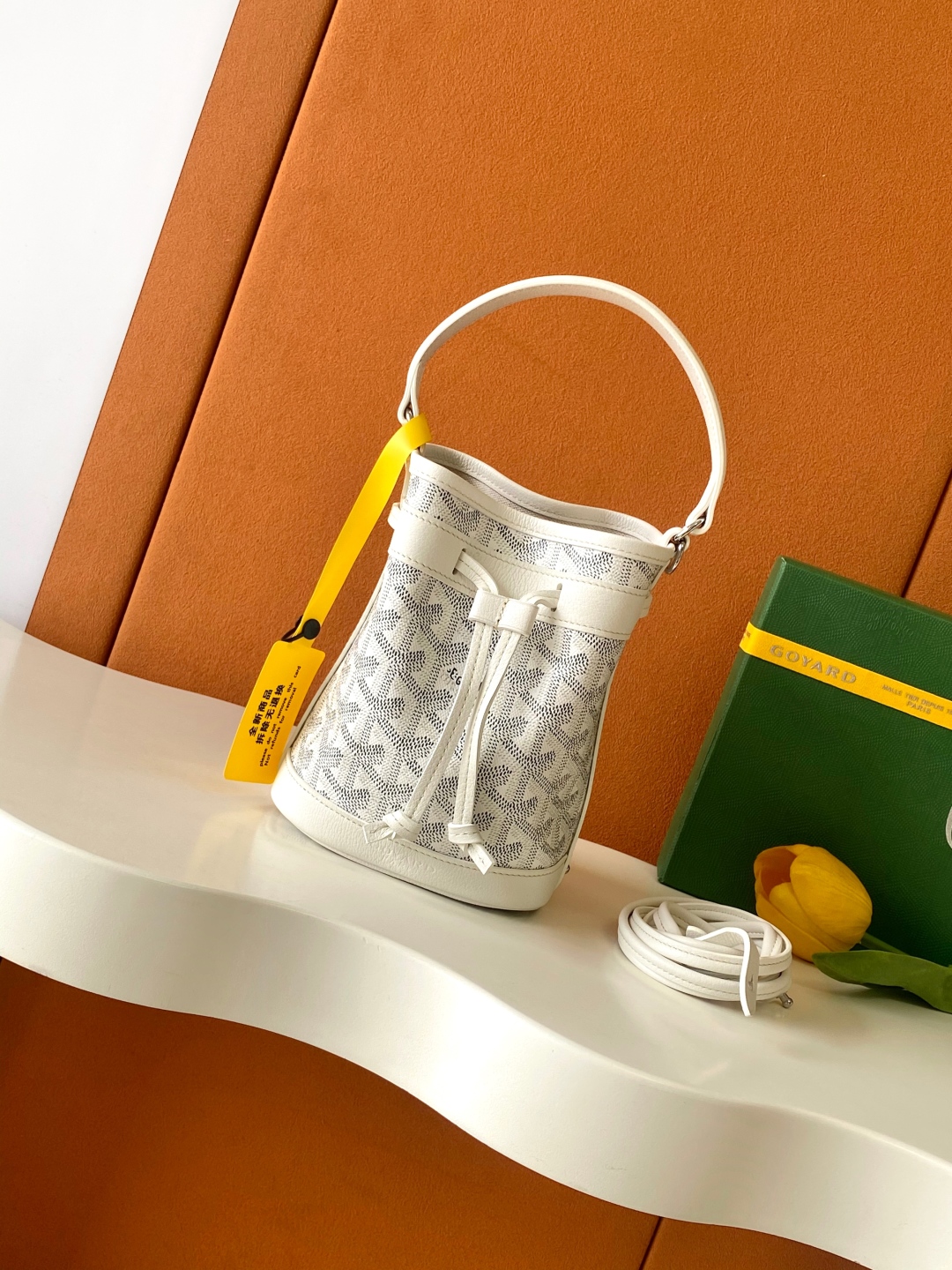 Goyard Petite Flot Bucket Bag white Tan 139758379