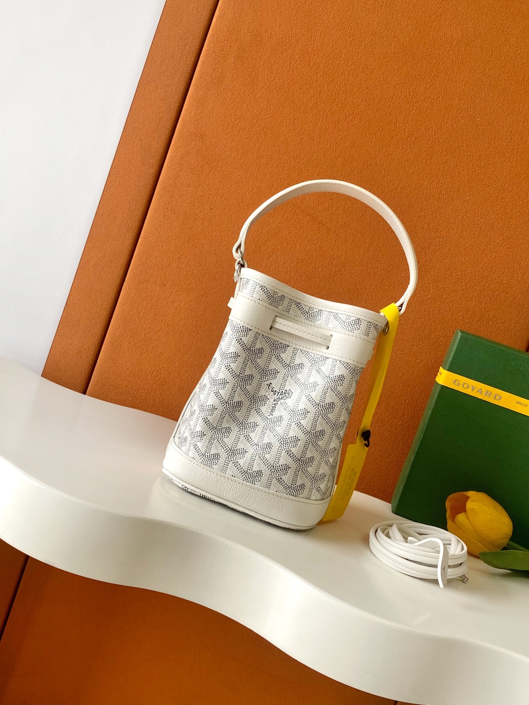 Goyard Petite Flot Bucket Bag white Tan 139758379