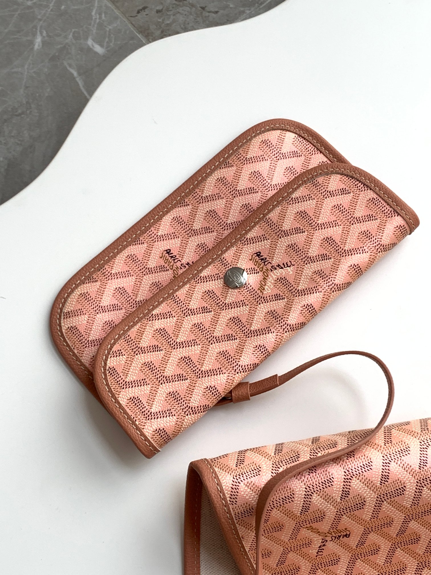Goyard Pearly pinkGoyardine Canvas And Chevroches