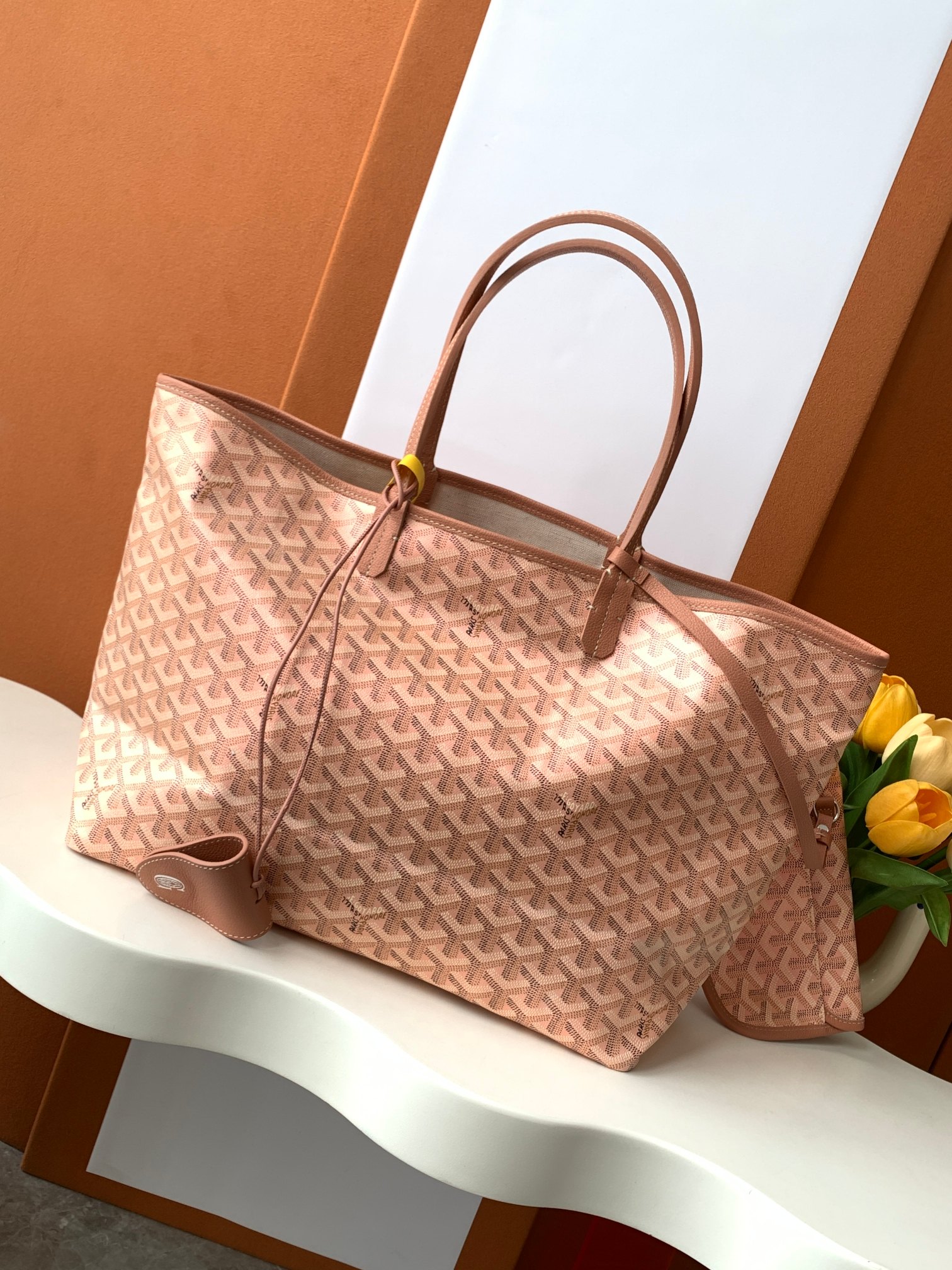 Goyard Pearly pinkGoyardine Canvas And Chevroches