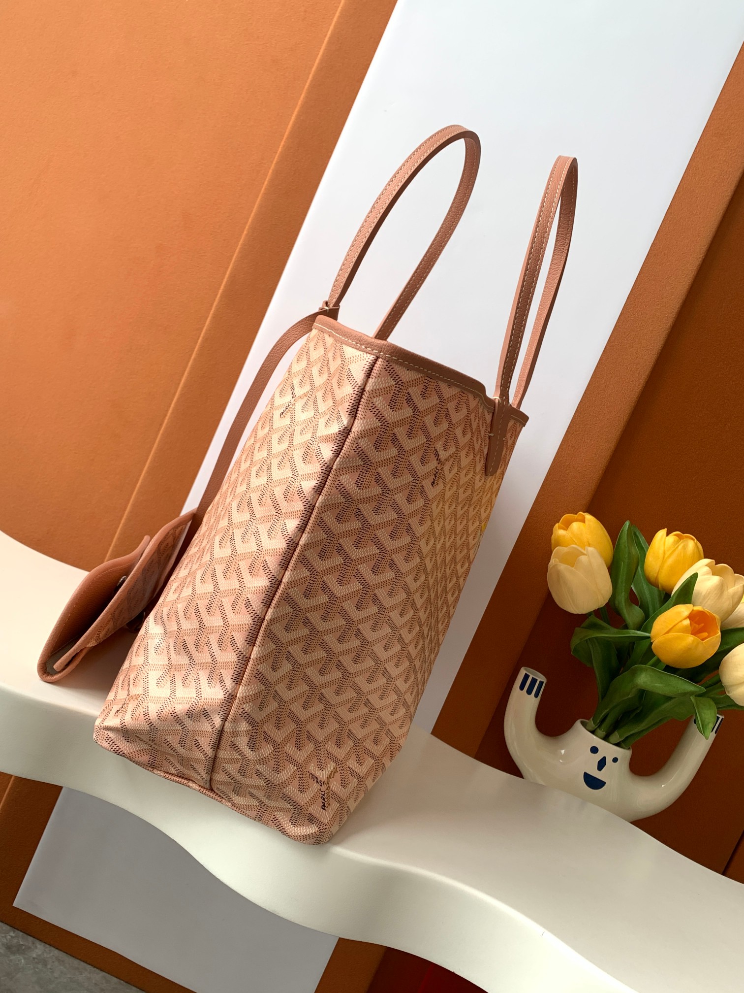 Goyard Pearly pinkGoyardine Canvas And Chevroches