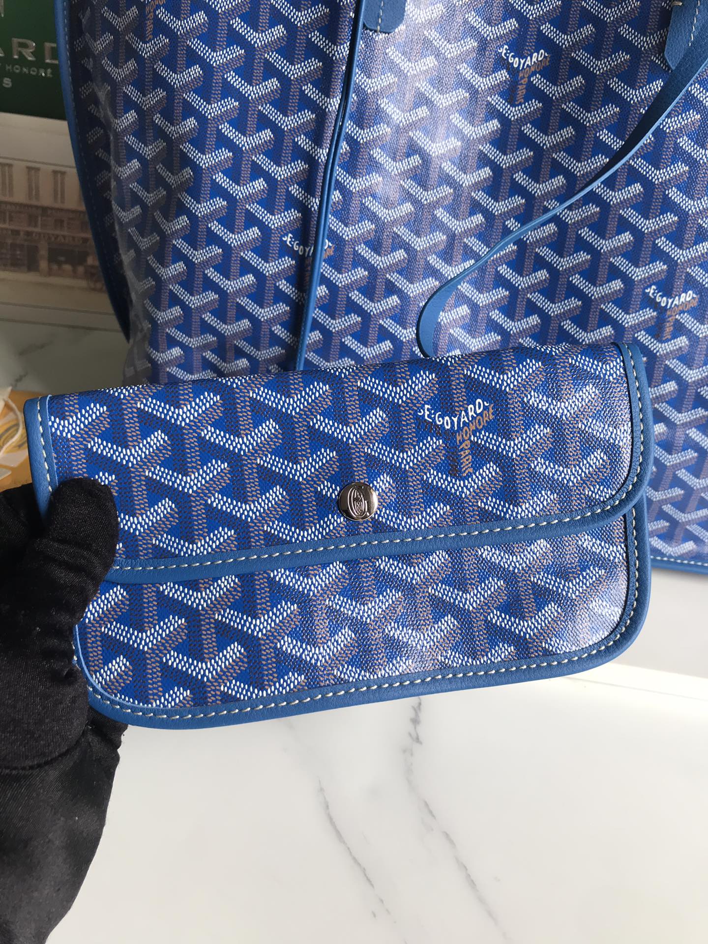 Goyard Anjou PM Reversible Tote Bag in Blue Goyardine